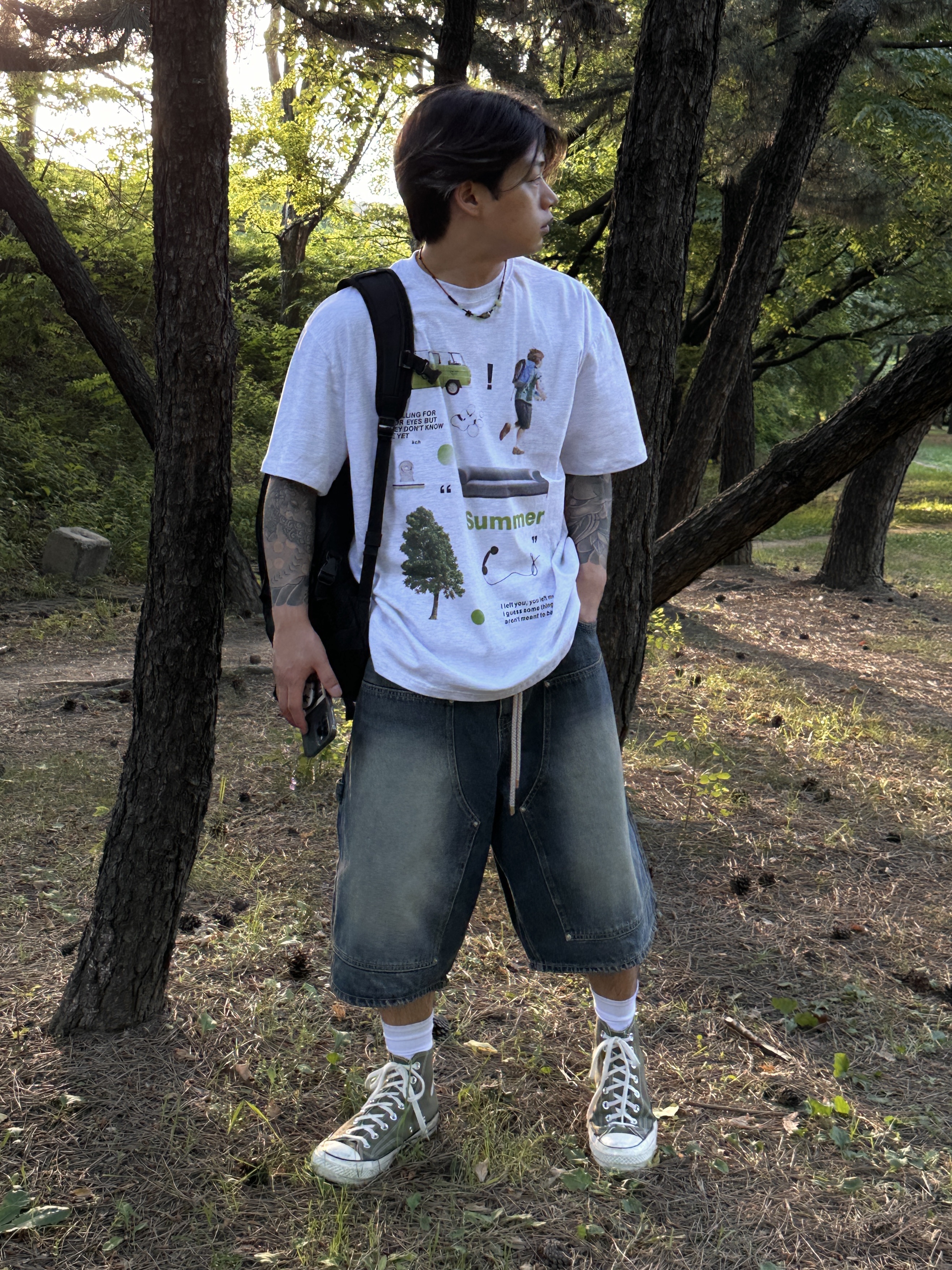 Converse Chuck 70 High Vintage Canvas Utility Khaki, The North Face Big Shot Black 착용 스타일 - 5
