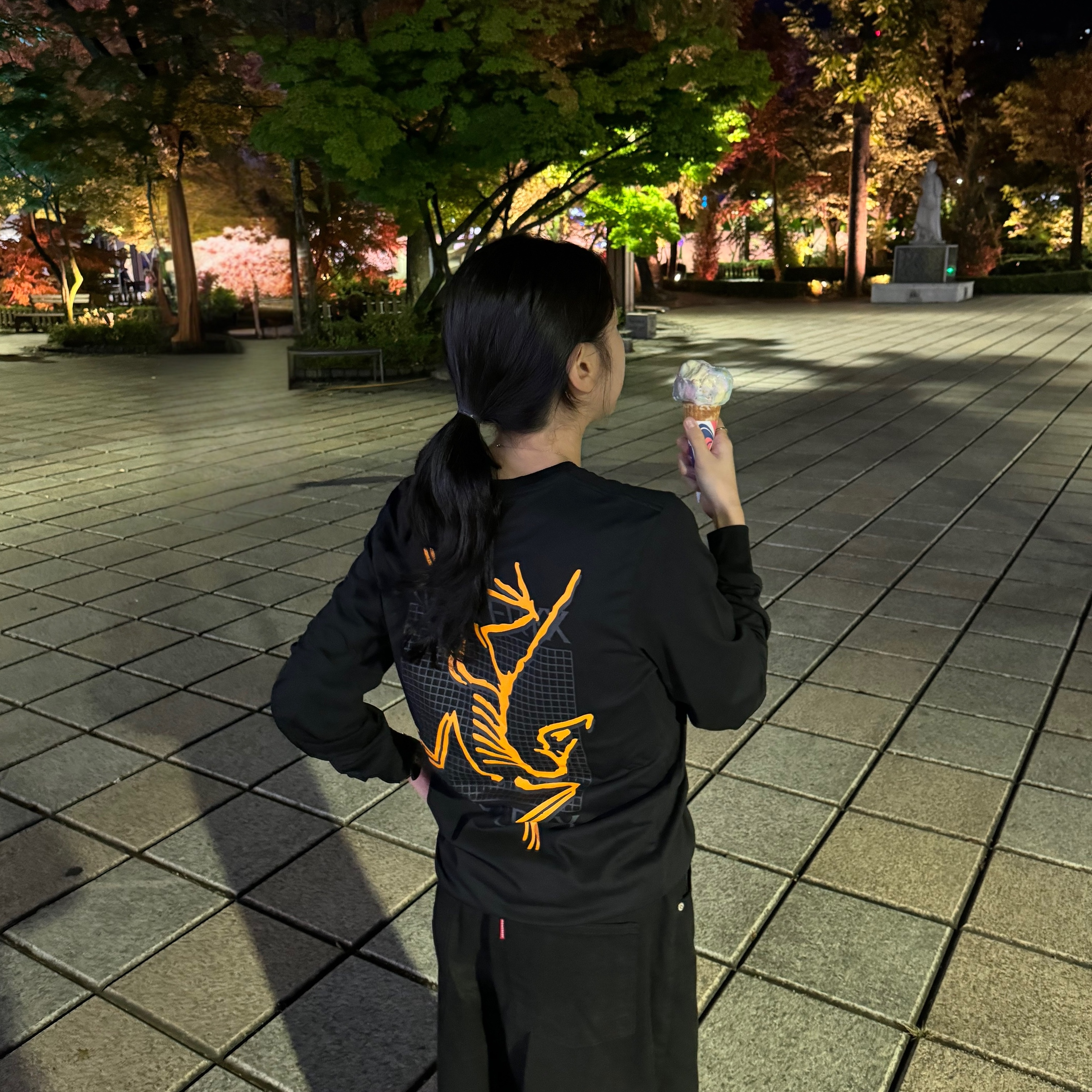 Arc'teryx Arc'Multi Bird Logo LS T-Shirt Black 착용 스타일 - 1