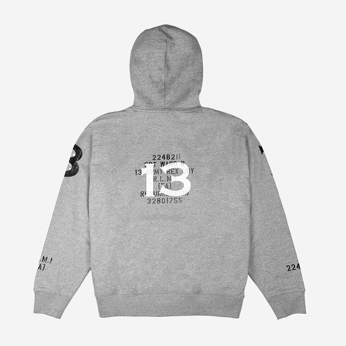 레저렉션13 빈티지 프린팅 후드 멜란지 그레이(Resurrection13 Vintage Printing Hoodie Melange Grey) - 2