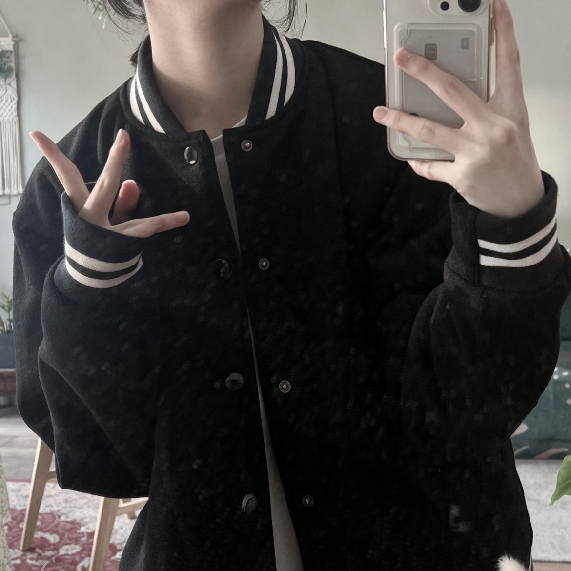 Nike NSW Authentics Varsity Jacket Black - Asia 착용 스타일