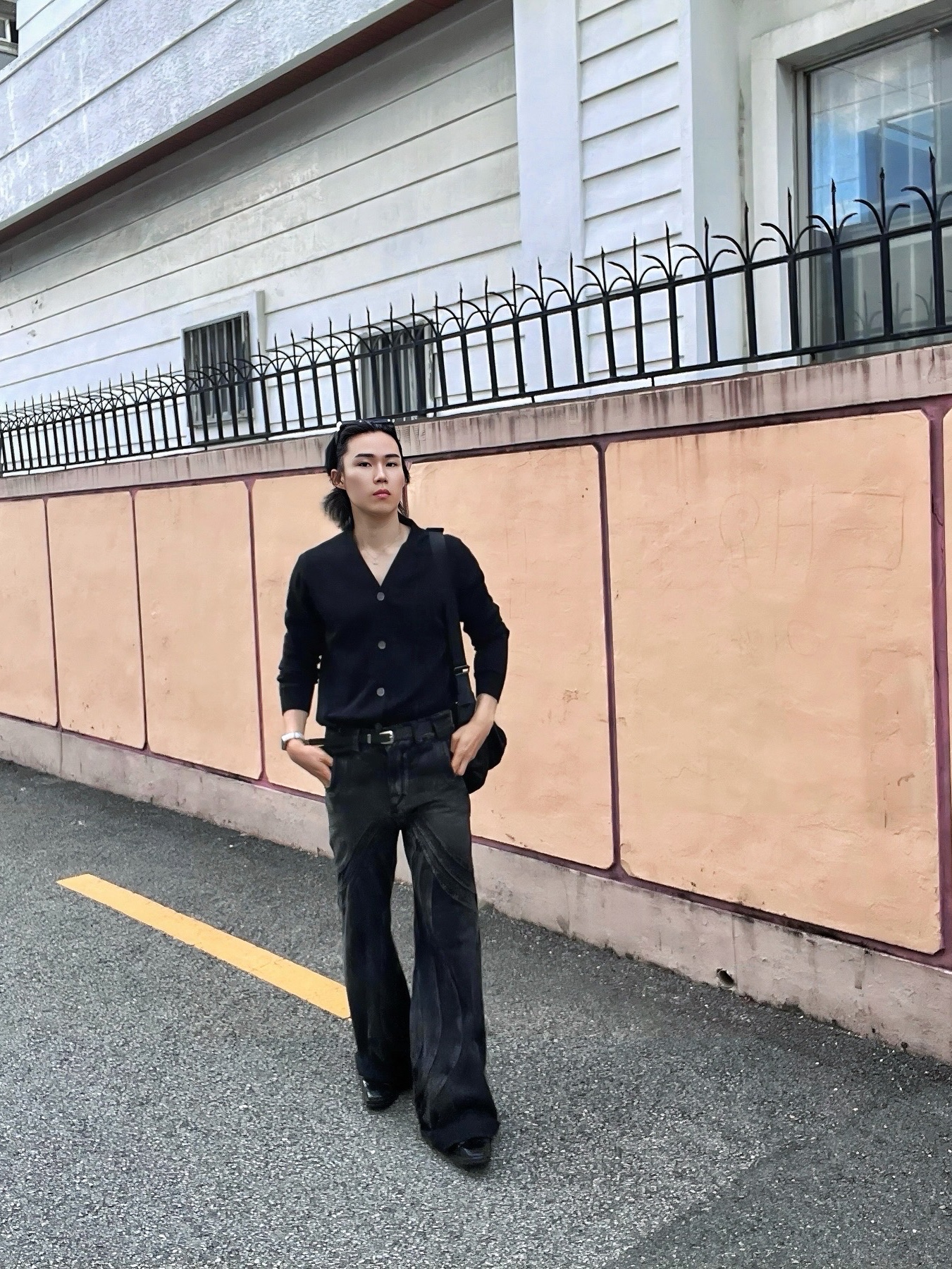 No/Faith Studios Heavy Wave Denim Used Black 착용 스타일 - 8