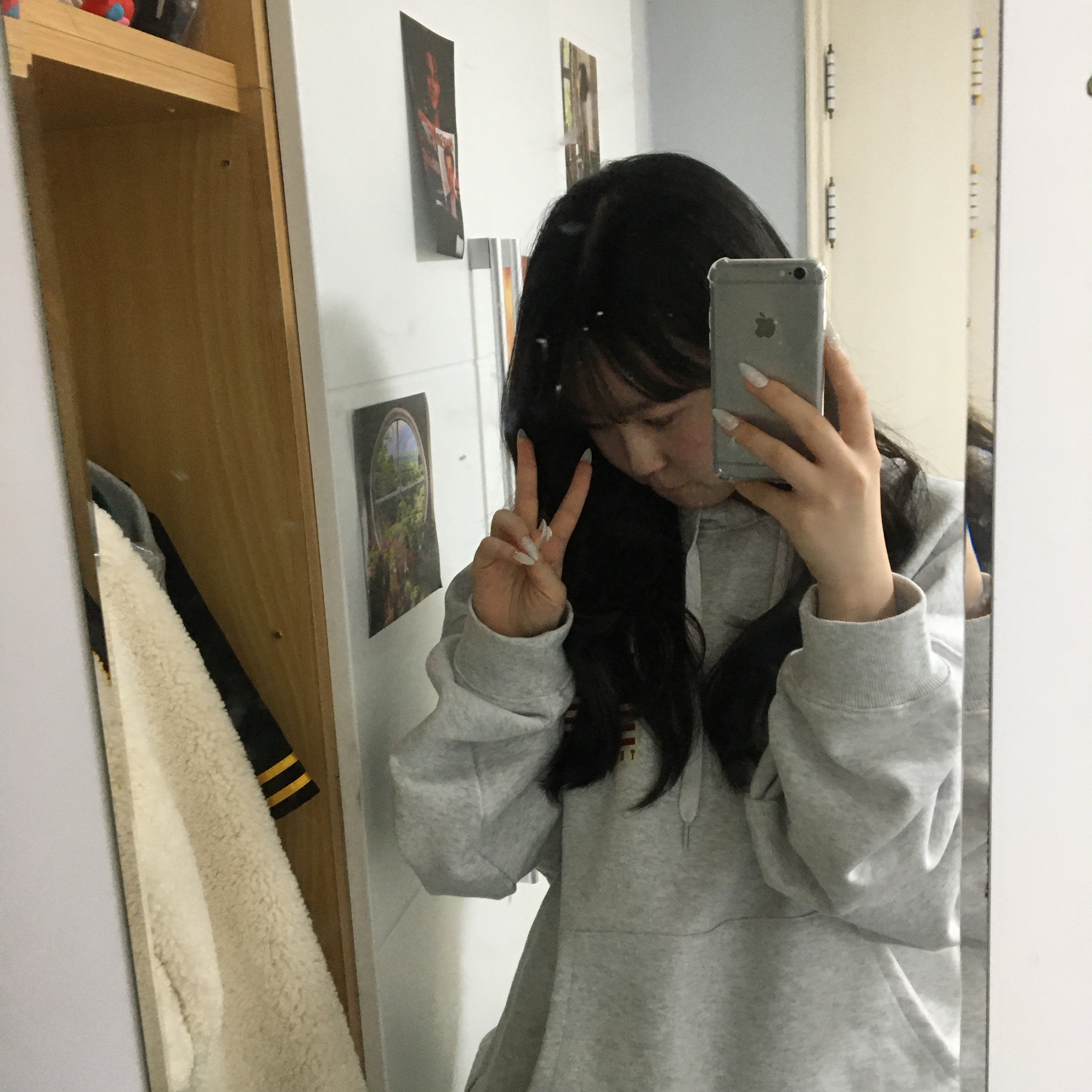 True Religion Old Glory MK2 Hoodie Melange Grey 착용 스타일 - 3