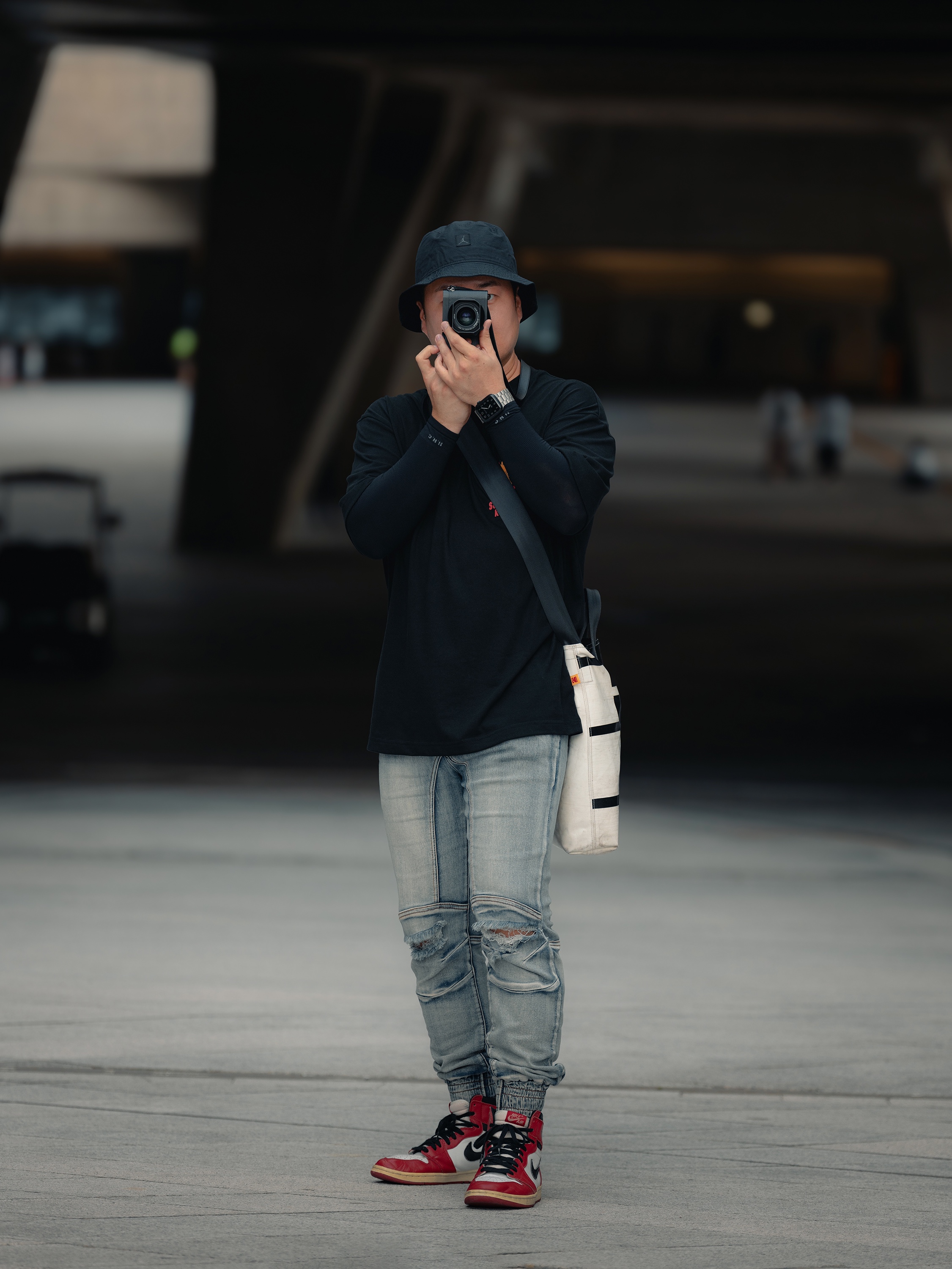 Jordan Jumpman Washed Bucket Hat Black, Jordan 1 Retro Chicago 1994 착용 스타일 - 3