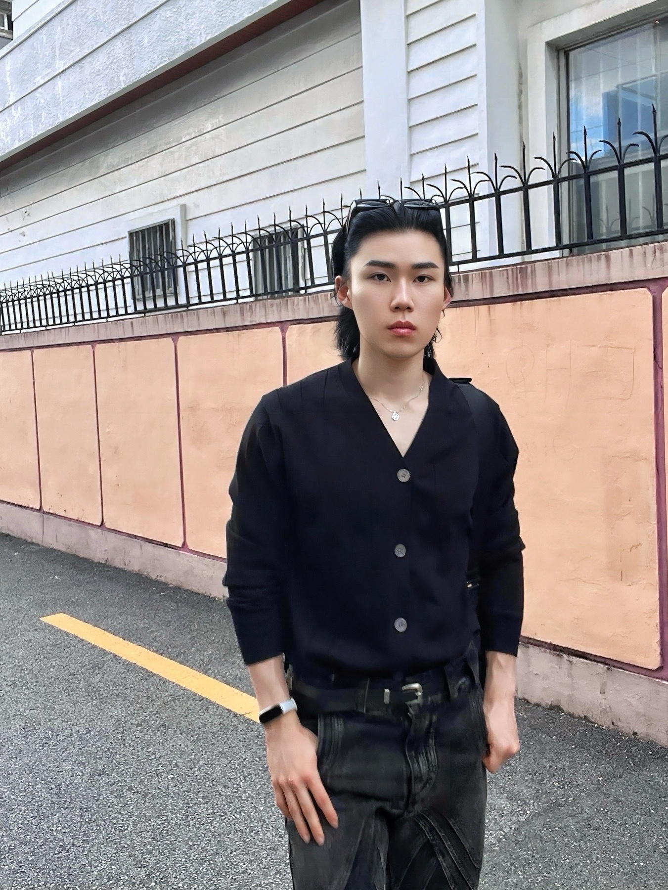 No/Faith Studios Heavy Wave Denim Used Black 착용 스타일 - 10