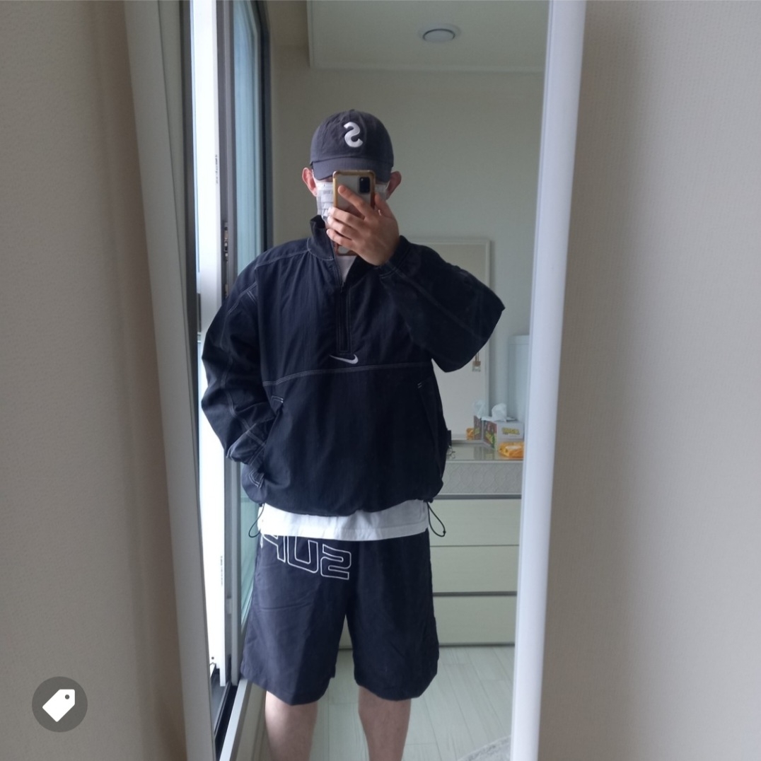 Supreme Curve Track Jacket Black - 24SS, Supreme Curve Nylon Short Black - 24SS 착용 스타일 - 7