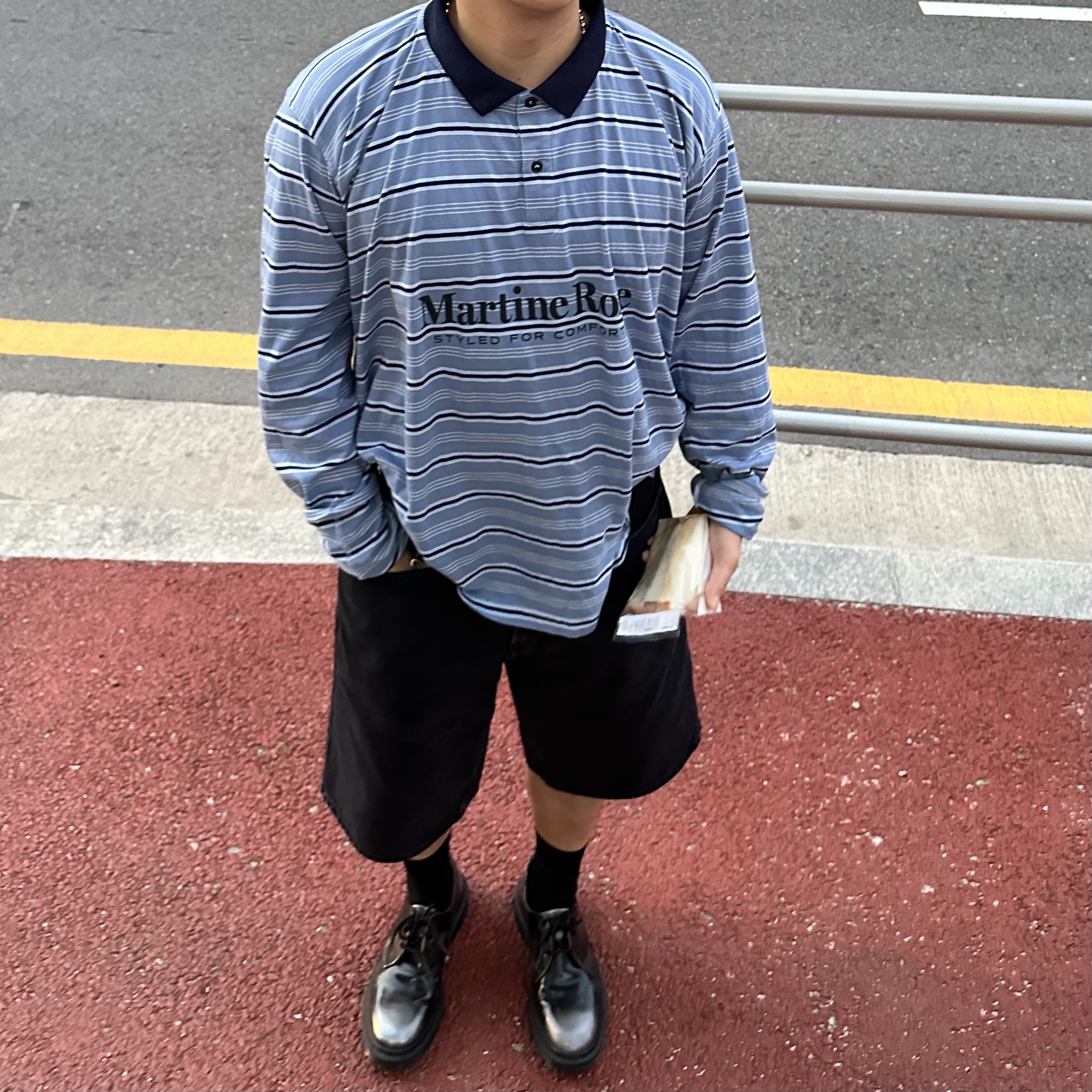 Dr. Martens x Supreme 1461 Gray Silver, Supreme Baggy Denim Short Black - 24SS 착용 스타일
