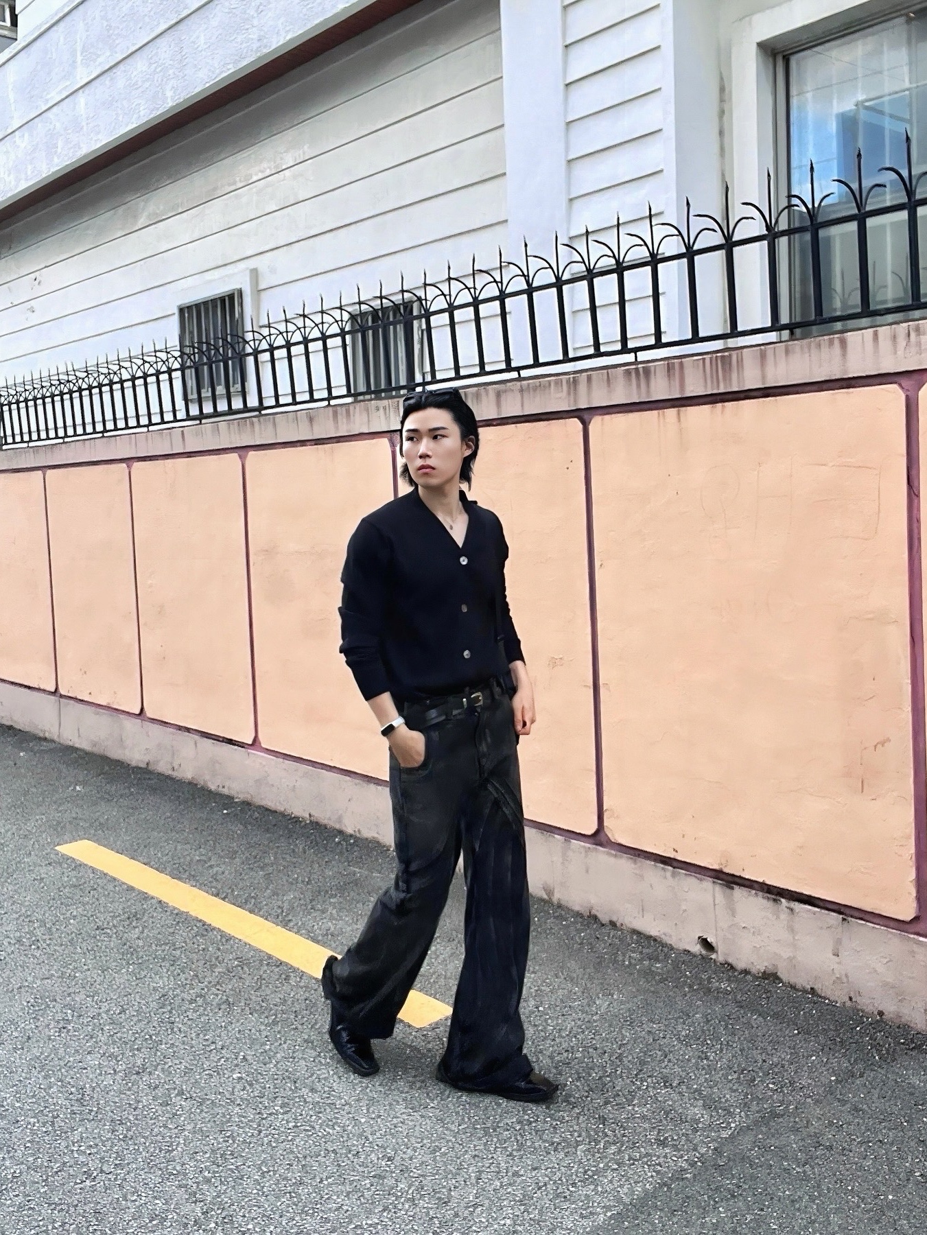 No/Faith Studios Heavy Wave Denim Used Black 착용 스타일 - 7