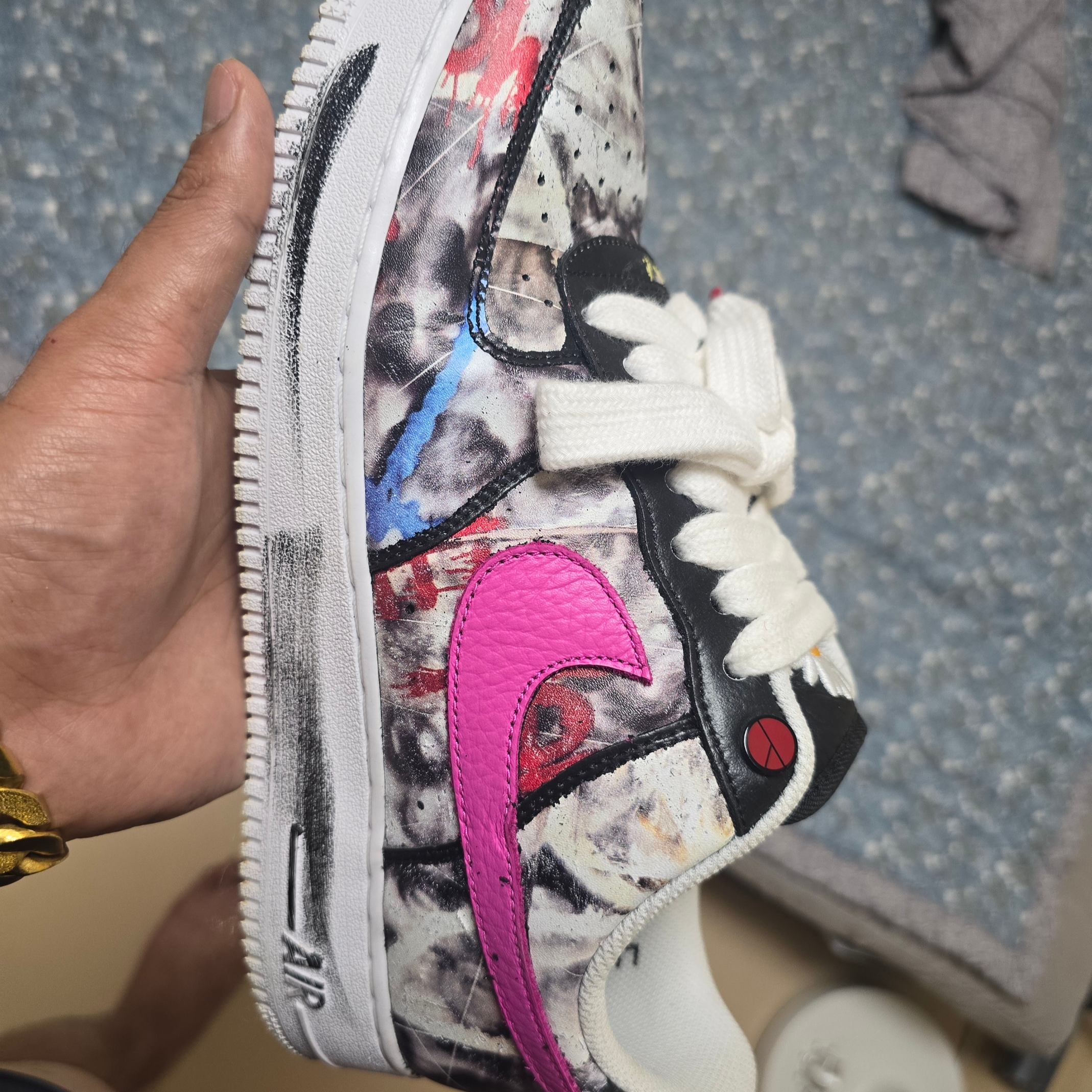 Nike x Peaceminusone Air Force 1 Low Para-Noise 3.0 Black and Multicolor 착용 스타일