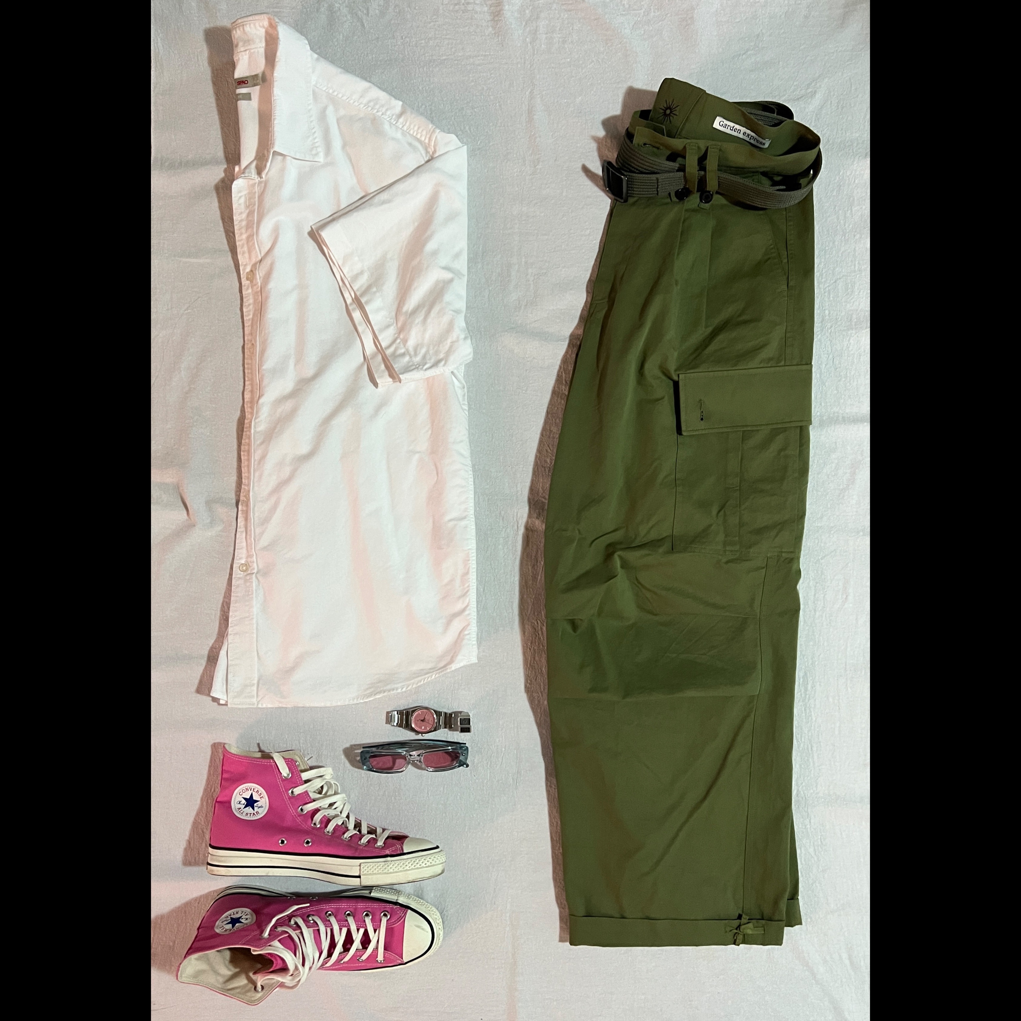 Converse Canvas All Star J Hi Pink, Tissot PRX 35mm Quartz Steel Green 착용 스타일