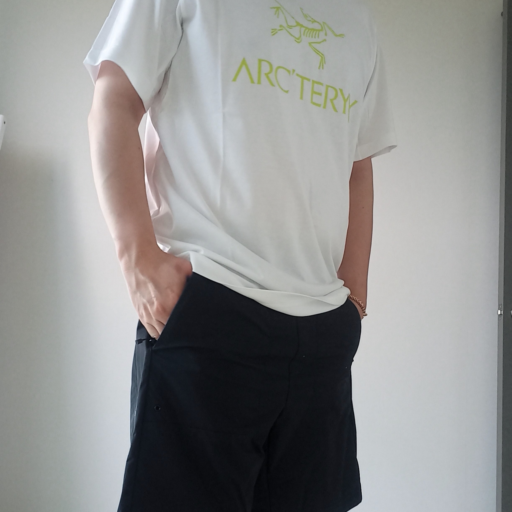 Arc'teryx Arc'word Logo SS T-Shirt White Light 착용 스타일 - 1