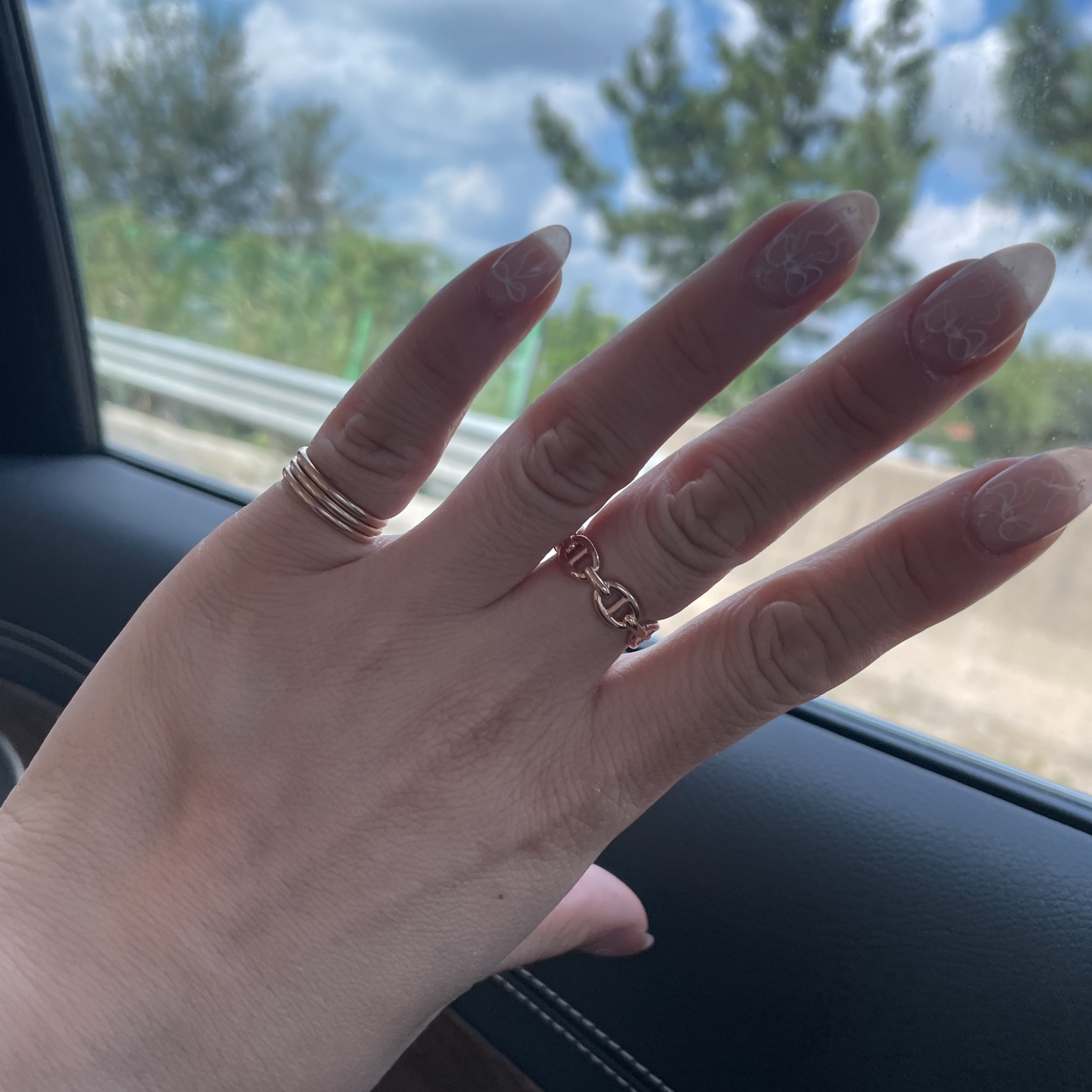 (W) Hermes Small Chaine D'Ancre Enchainee Ring Rose Gold 착용 스타일