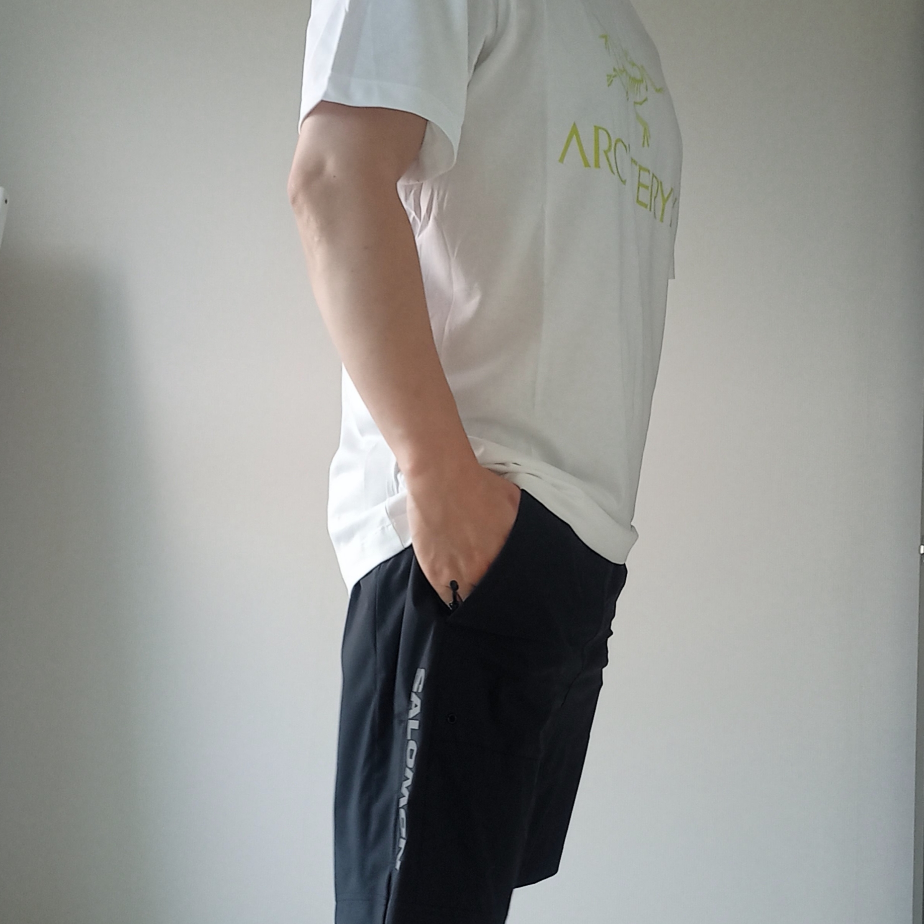 Arc'teryx Arc'word Logo SS T-Shirt White Light 착용 스타일 - 2