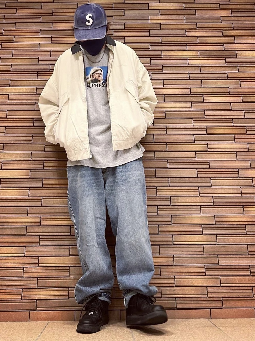 Supreme Leather Collar Utility Jacket Stone - 24FW 착용 스타일