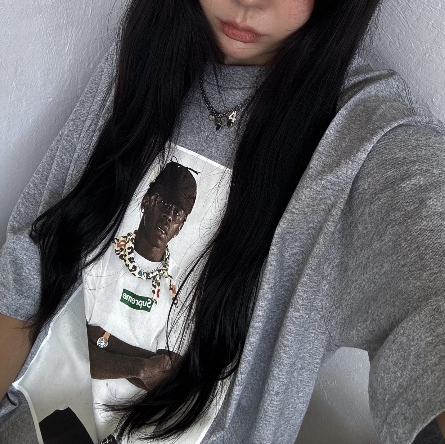 Supreme Tyler The Creator T-Shirt Heather Grey - 24FW 착용 스타일 - 2