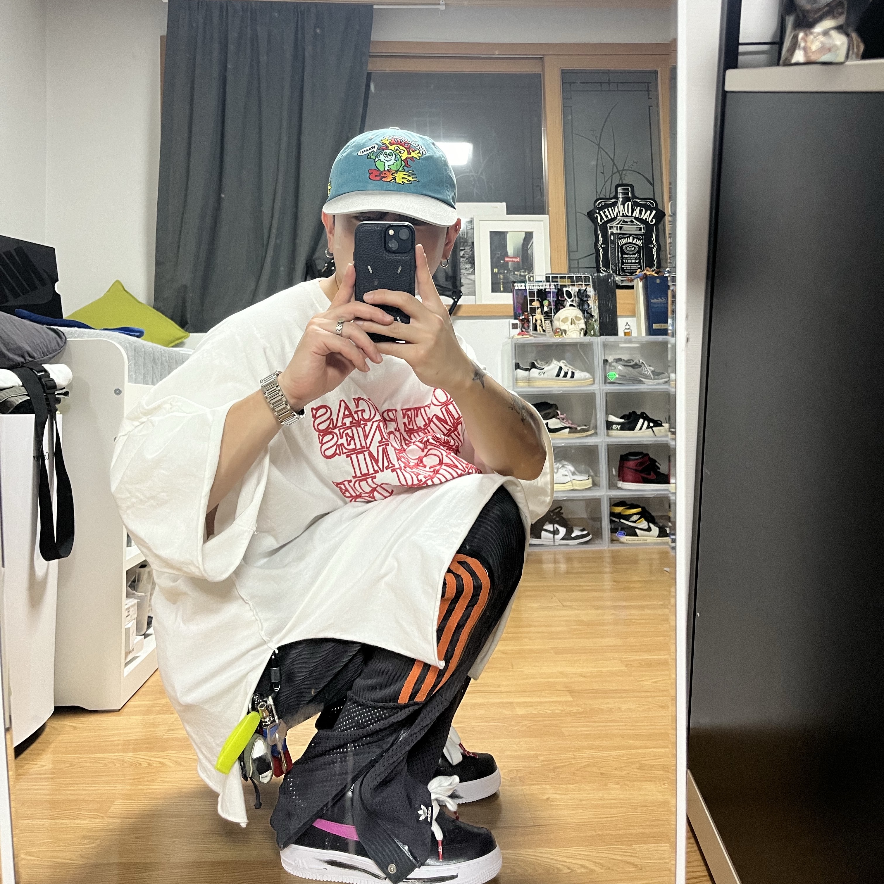 Nike x Peaceminusone Air Force 1 Low Para-Noise 3.0 Black and Multicolor, Adidas x Song for the Mute Energy Pants Utility Black - KR Sizing 착용 스타일