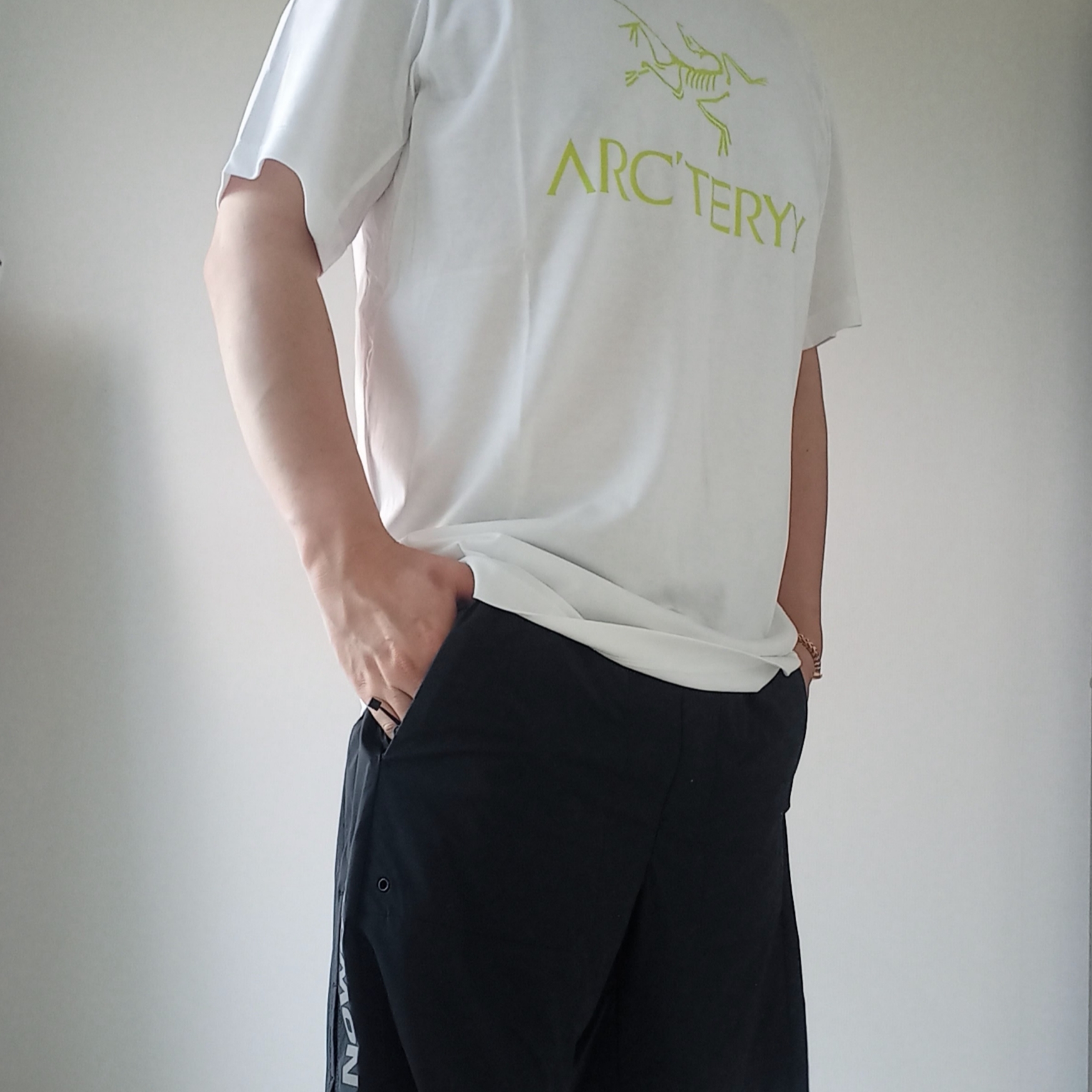 Arc'teryx Arc'word Logo SS T-Shirt White Light 착용 스타일 - 3