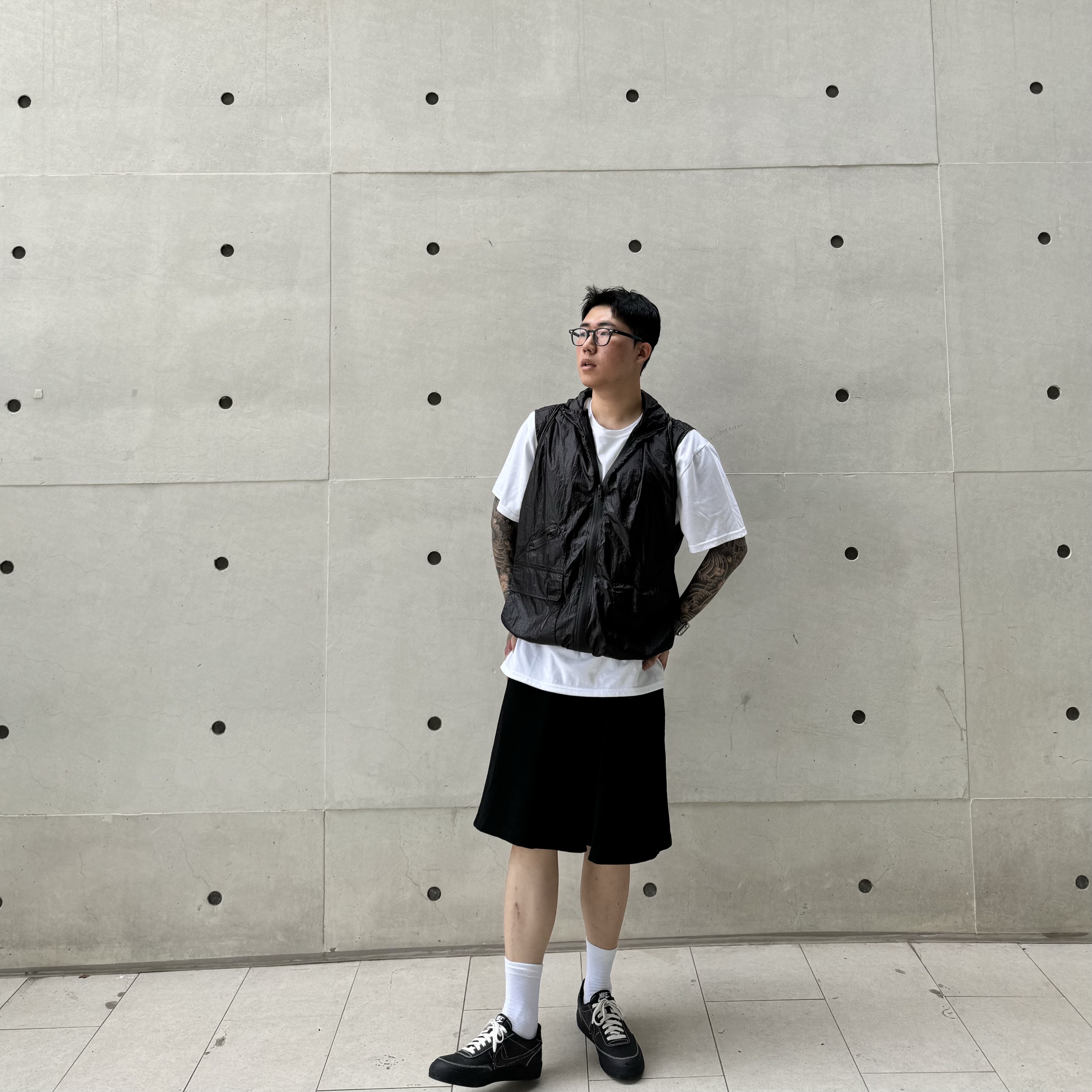 Nike Killshot 2 Black Phantom, Matin Kim String Coating Backpack Black 착용 스타일 - 2