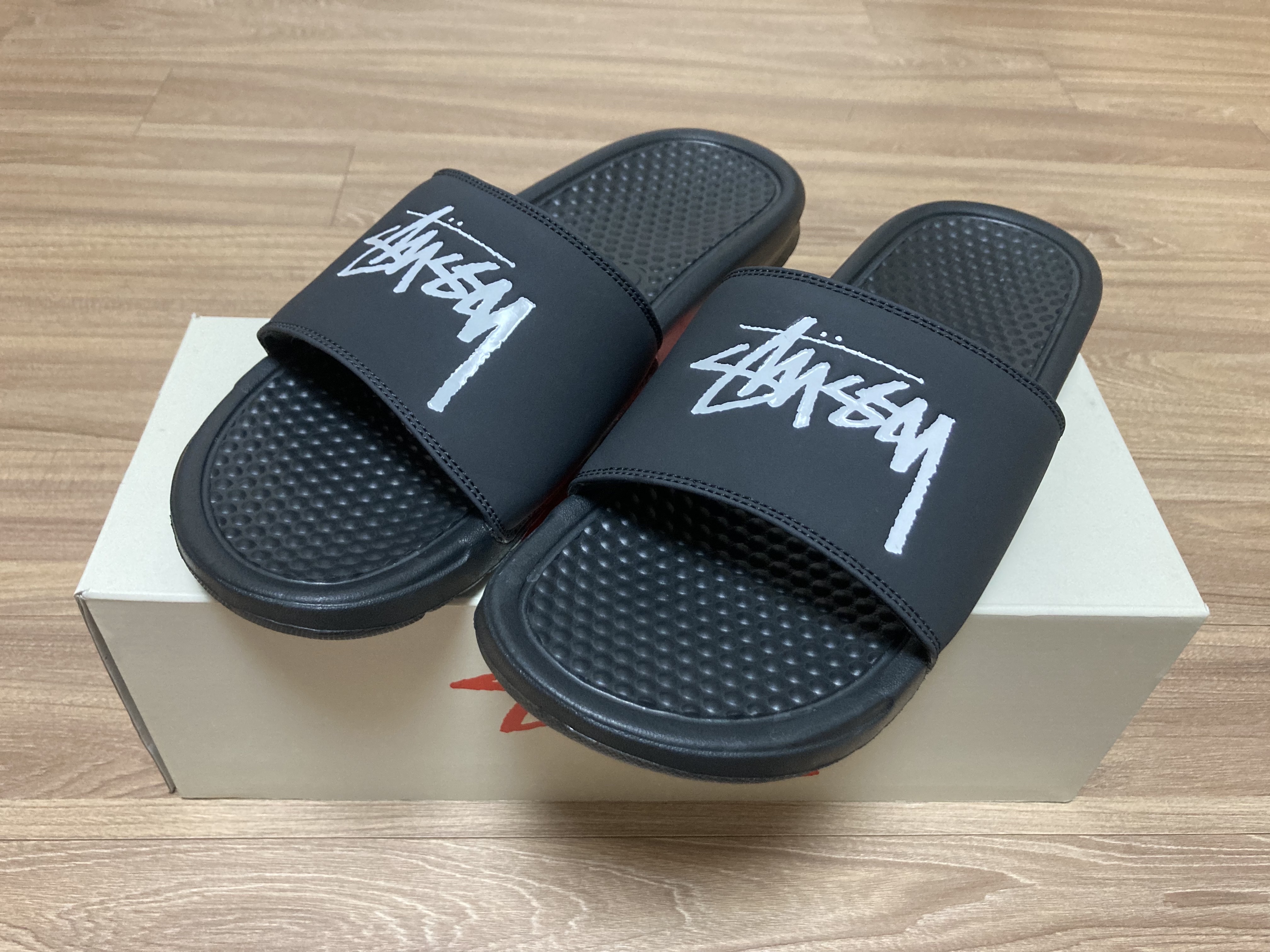 Nike x Stussy Benassi Slide Off Noir 착용 스타일