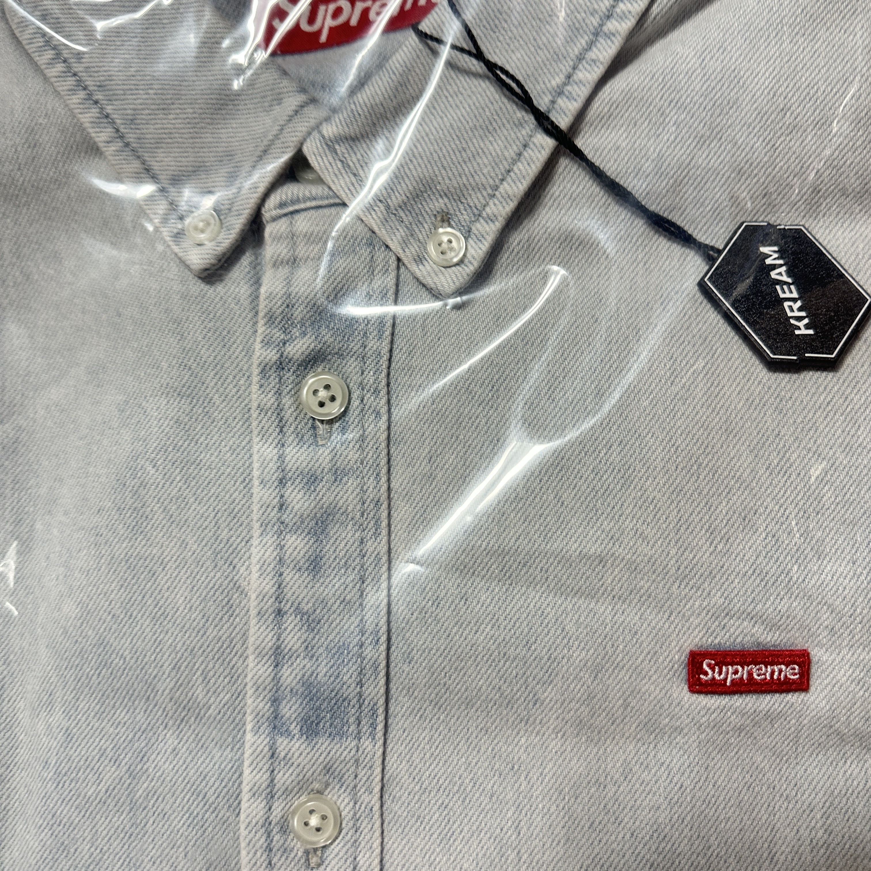Supreme Small Box Shirt Washed Blue - 24SS 착용 스타일
