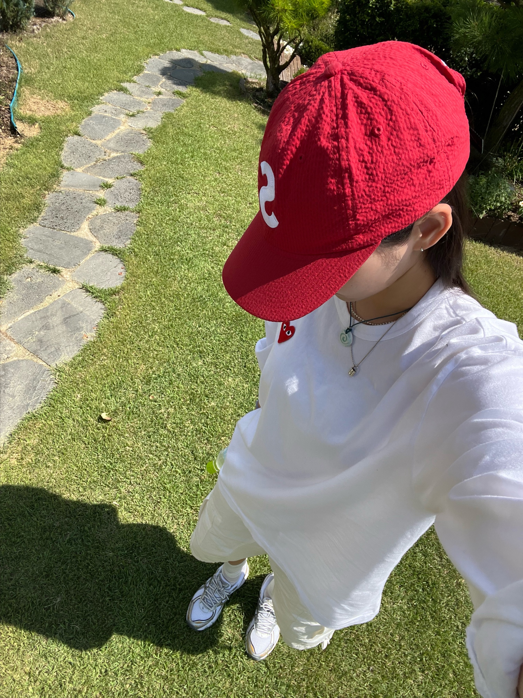 Supreme Seersucker S Logo 6-Panel Red - 24SS, Play Comme des Garcons LS T-Shirt White 착용 스타일
