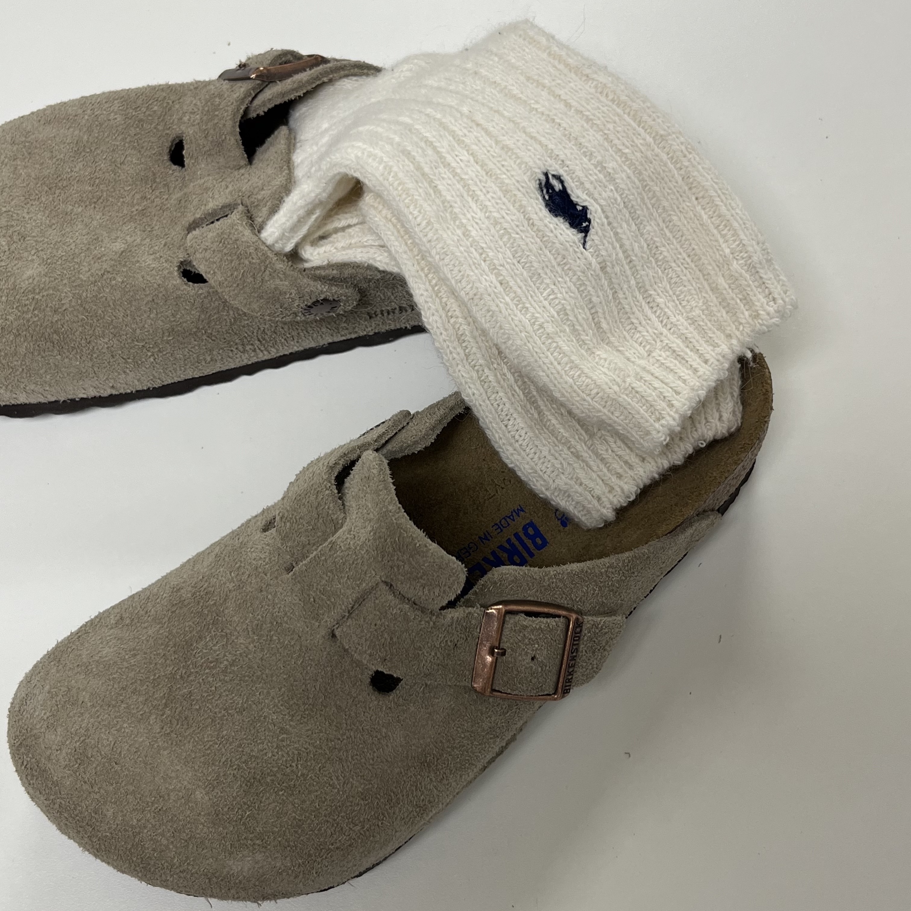 Birkenstock Boston Soft Footbed Taupe - Regular 착용 스타일