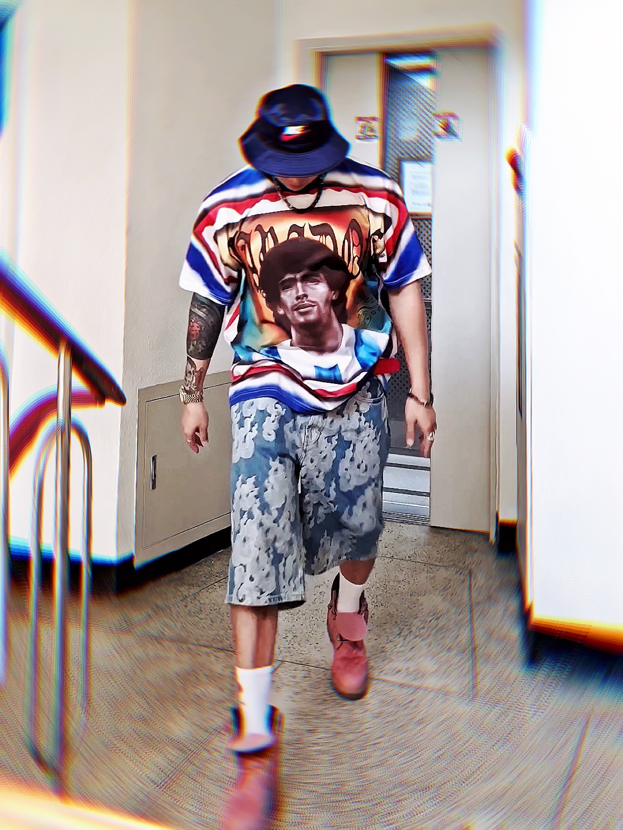 Supreme x Nike Dazzle Crusher Navy - 24SS, Supreme Maradona Soccer Jersey Multicolor - 24SS 착용 스타일 - 1