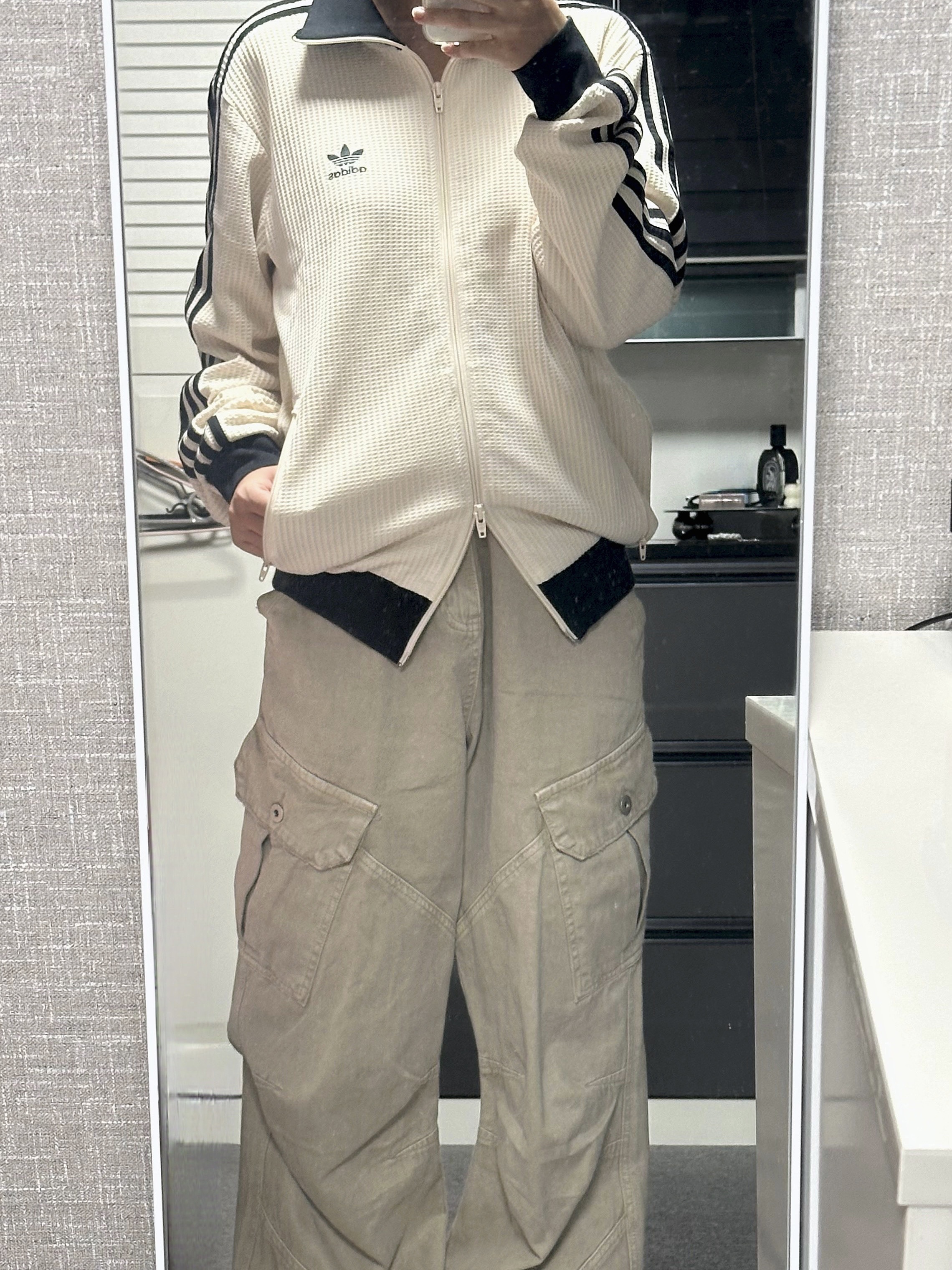 Adidas Waffle Beckenbauer Track Top Wonder White - KR Sizing 착용 스타일