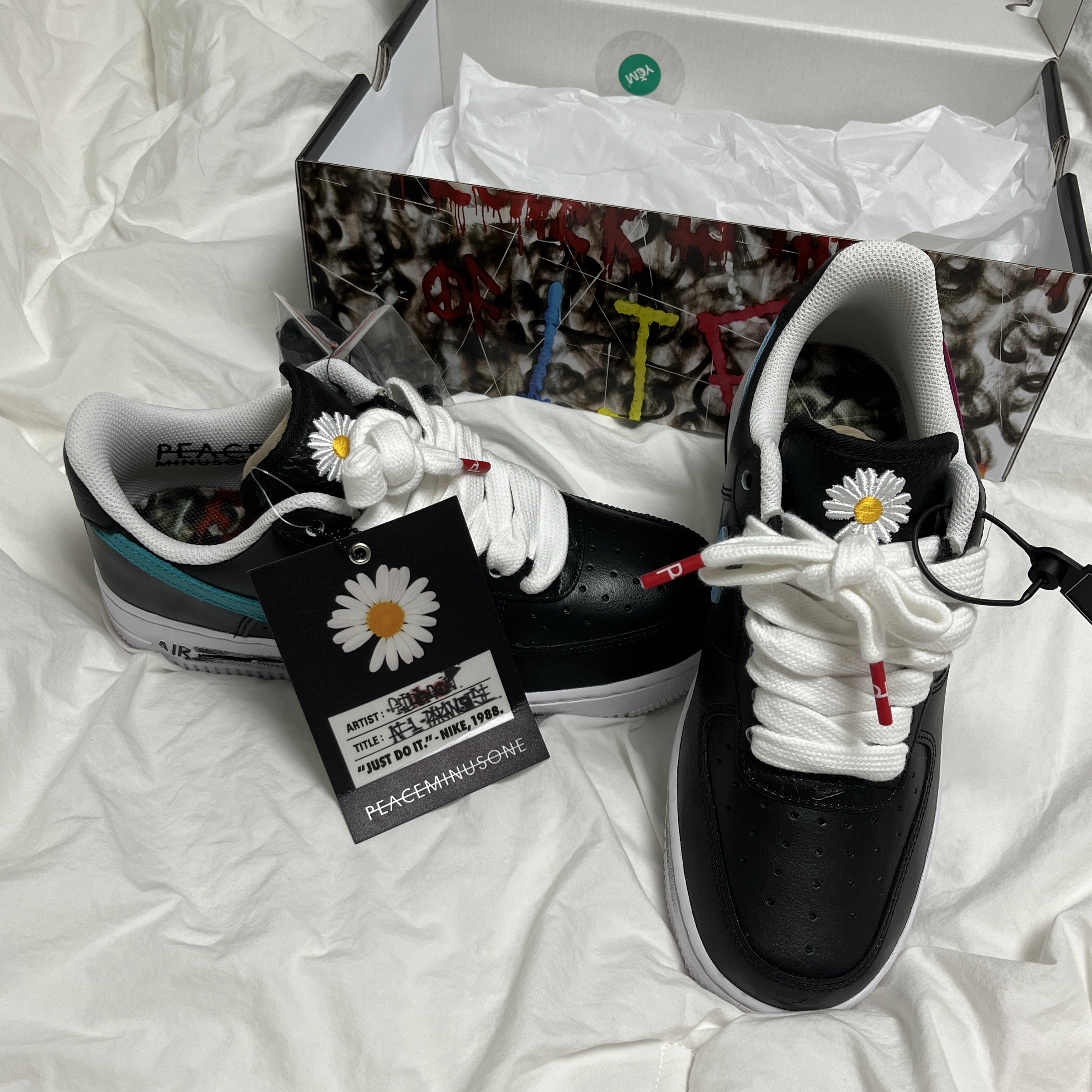 Nike x Peaceminusone Air Force 1 Low Para-Noise 3.0 Black and Multicolor 착용 스타일 - 2