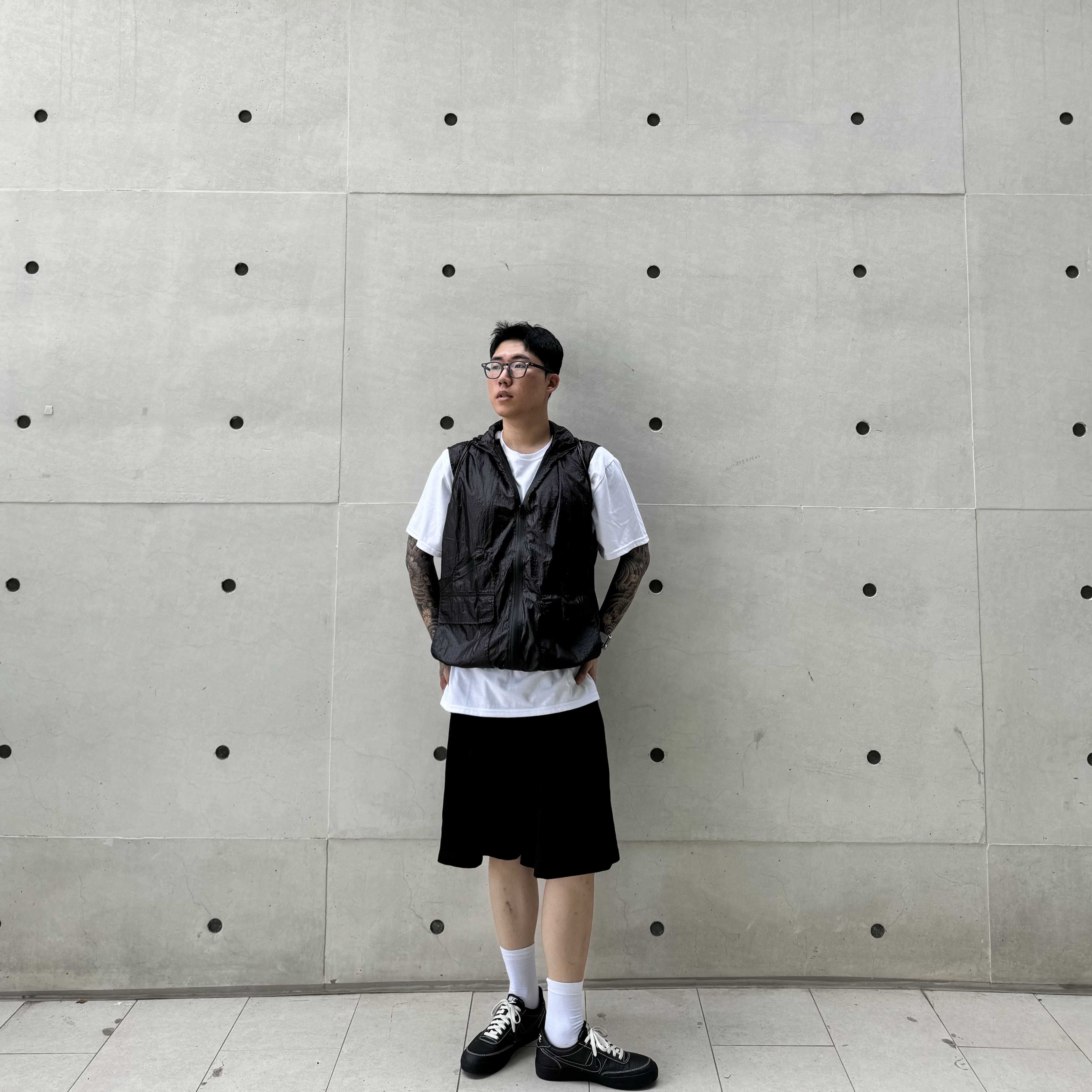 Nike Killshot 2 Black Phantom, Matin Kim String Coating Backpack Black 착용 스타일 - 1
