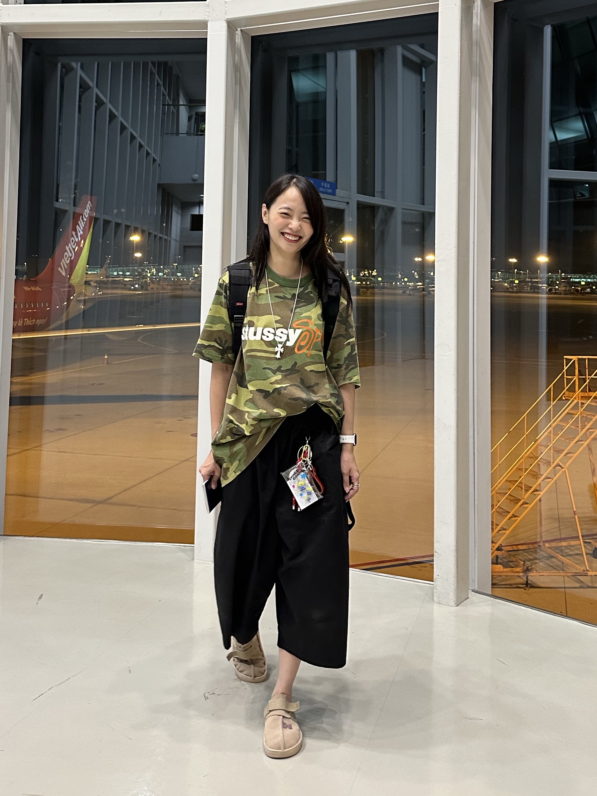Stussy Sport Script T-Shirt Camo, Reebok x Needles Beatnik Beige 착용 스타일 - 2