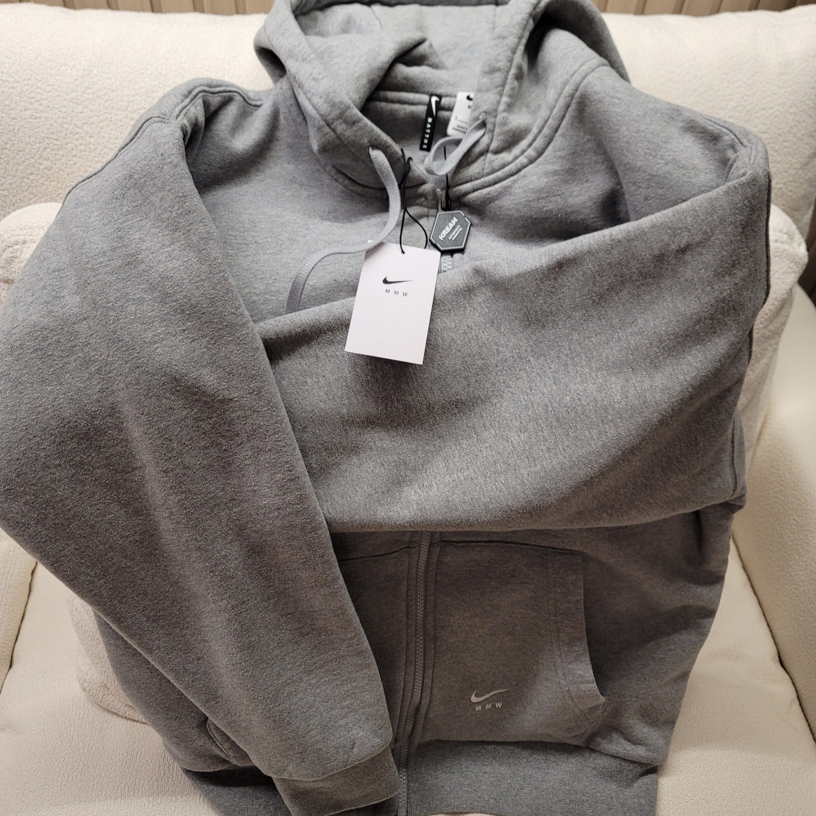 Nike x Matthew M Williams NRG Full Zip Fleece Hoodie Grey Heather - Asia, Nike x Matthew M Williams NRG Full Zip Fleece Hoodie Grey Heather - US/EU 착용 스타일