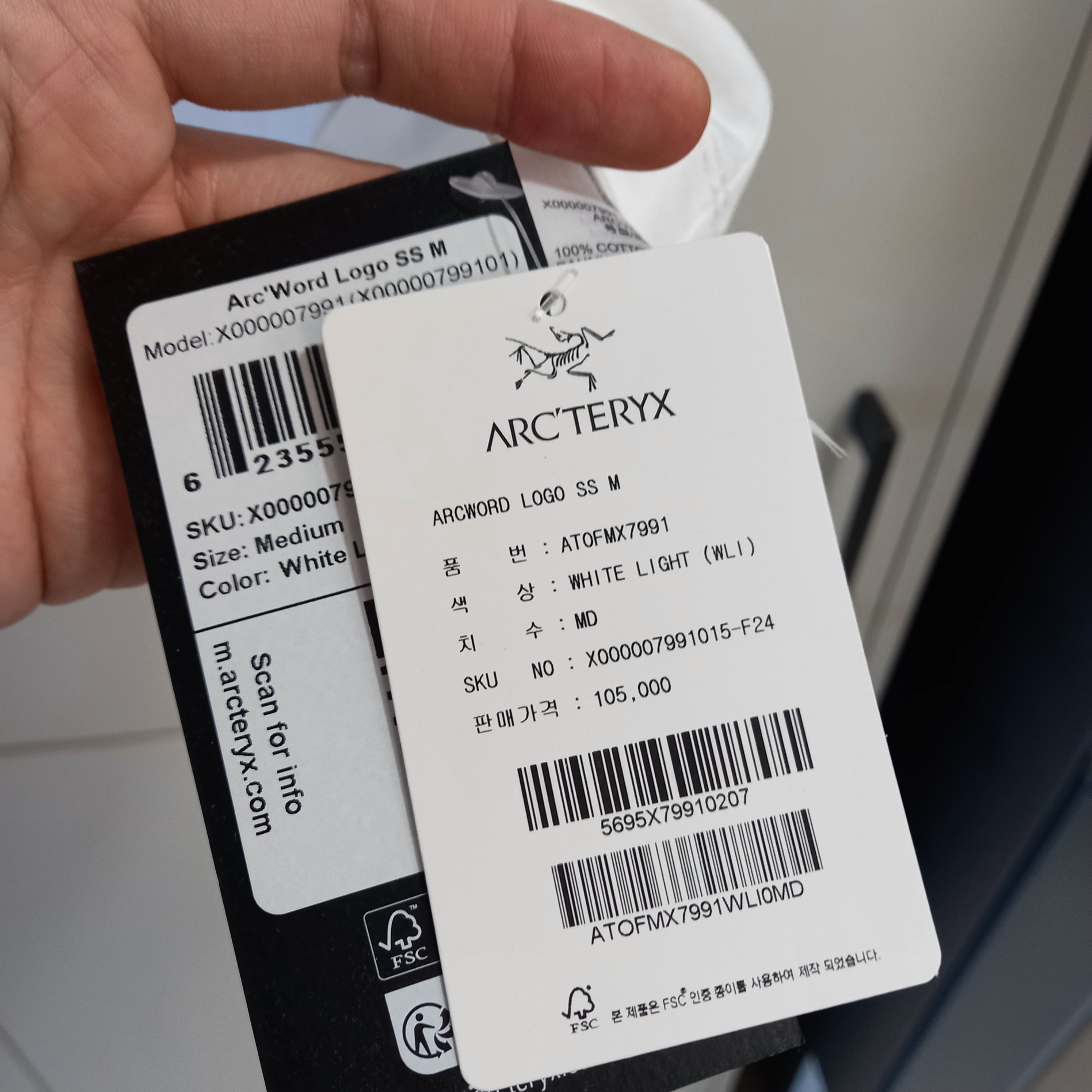 Arc'teryx Arc'word Logo SS T-Shirt White Light 착용 스타일 - 4
