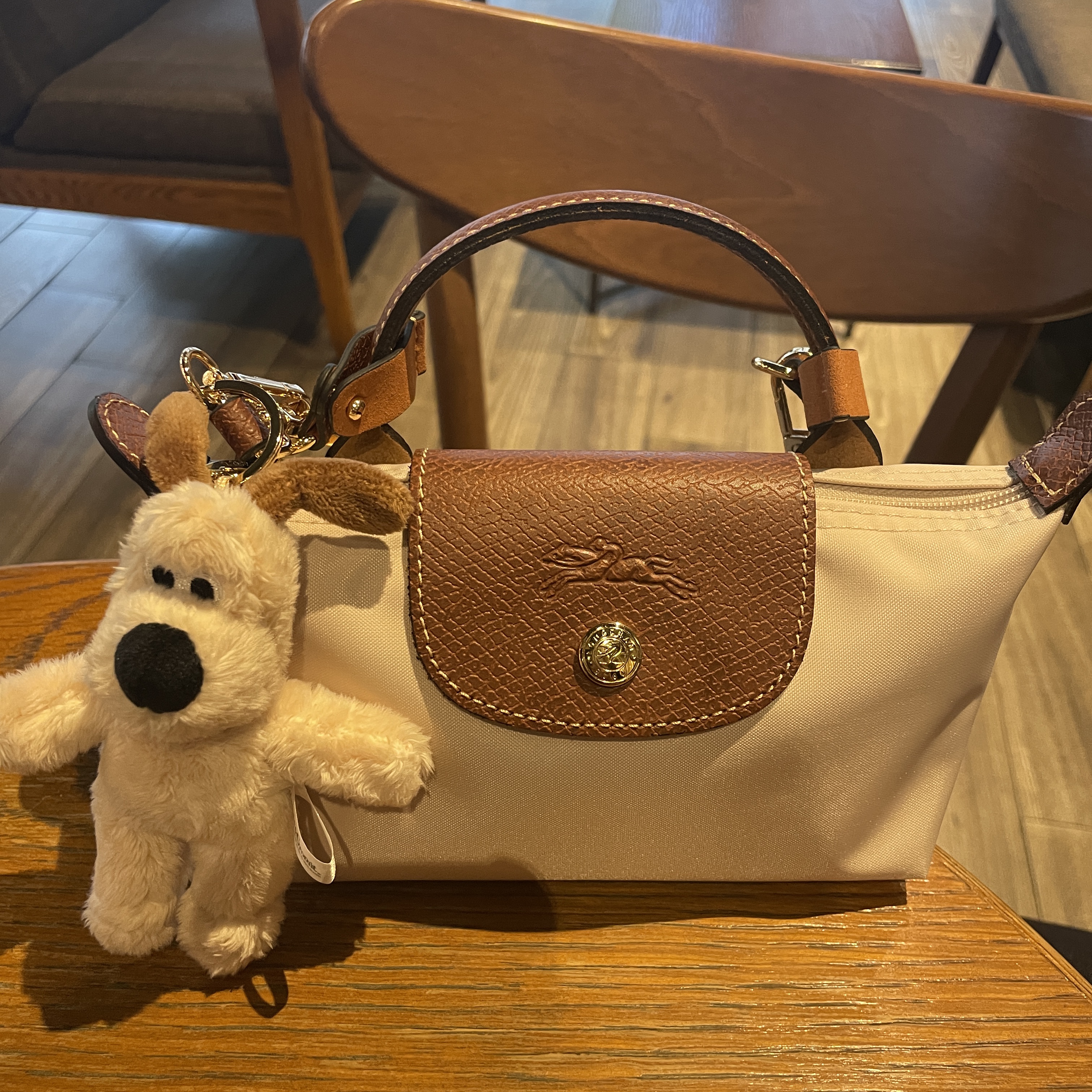 Longchamp Le Pliage Original Handle Pouch Paper 착용 스타일