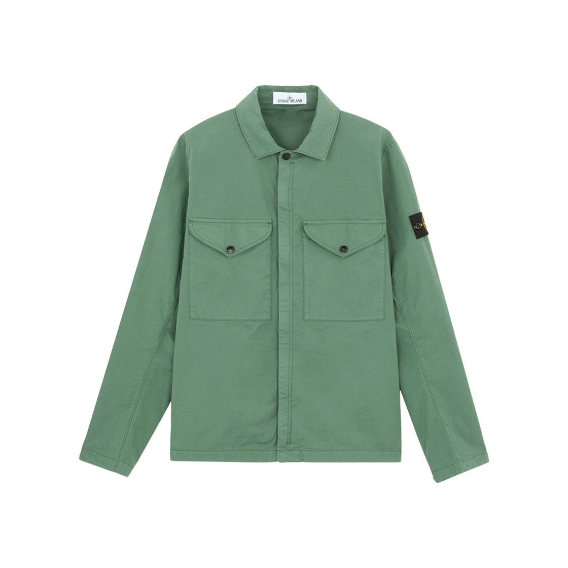 Stone Island 10210 Supima Cotton Twill Stretch TC Overshirt with Zipper Fastening Sage Green - 24FW 상세 이미지 1