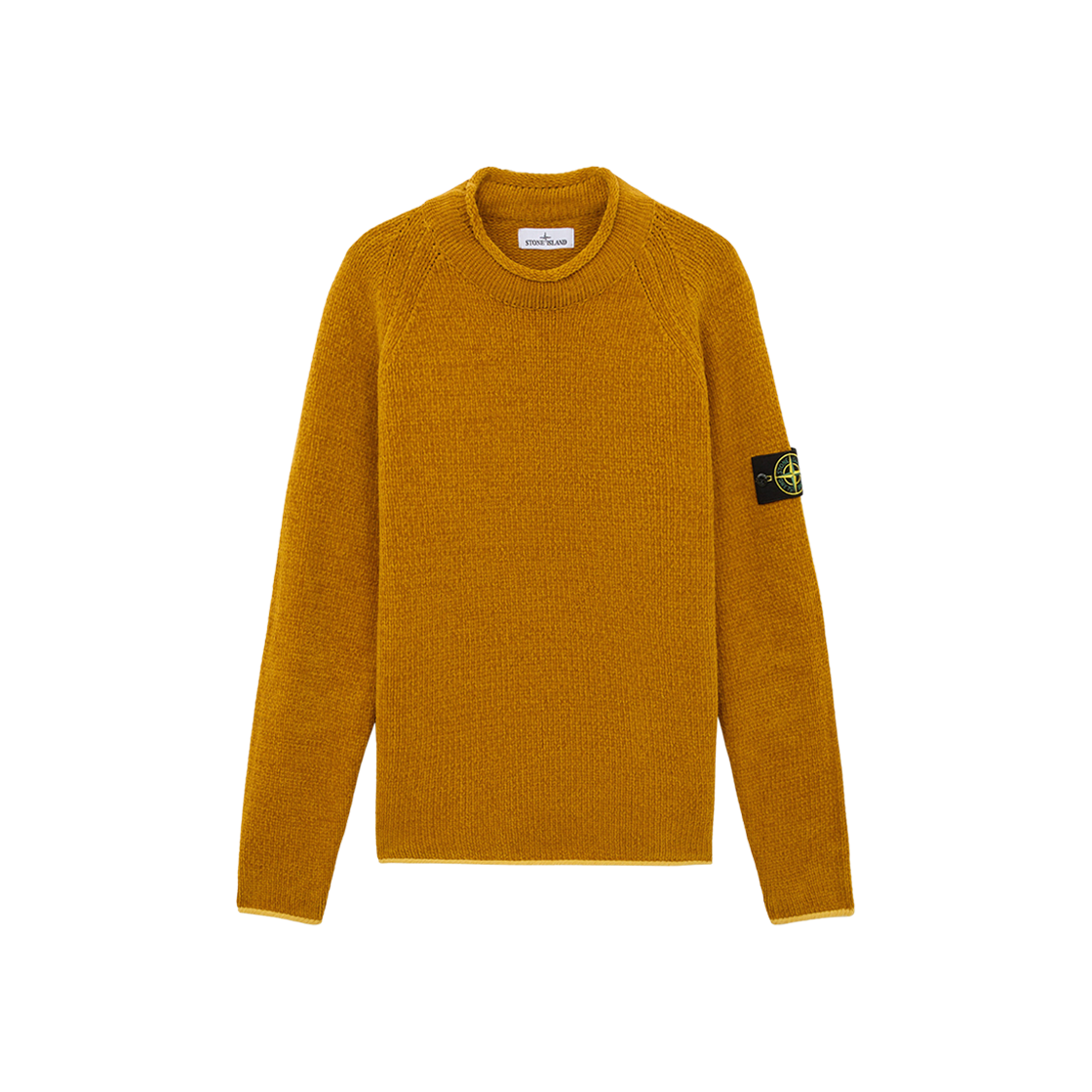 Stone Island 557A9 Cotton Chenille Loose Fit Mock Neck Sweater Mustard - 24FW 상세 이미지 1