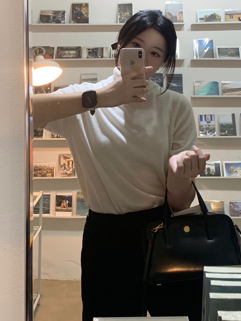Siyazu SIKN2125 Merino Wool Turtleneck Short Sleeved Knit Ivory 착용 스타일 - 3