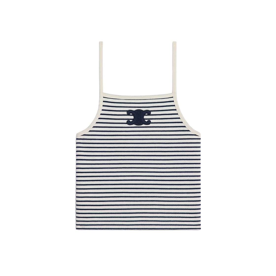 (W) Celine Triomphe Tank Top In Striped Jersey Off White Navy 상세 이미지 1