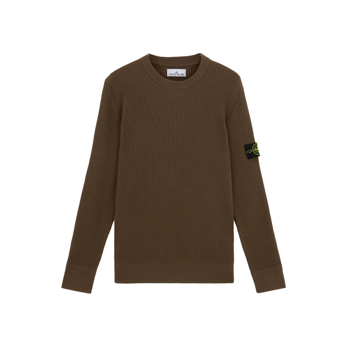 Stone Island 553C2 Full Rib RWS Wool Crewneck Sweater with Band Motif Walnut Brown - 24FW 상세 이미지 1