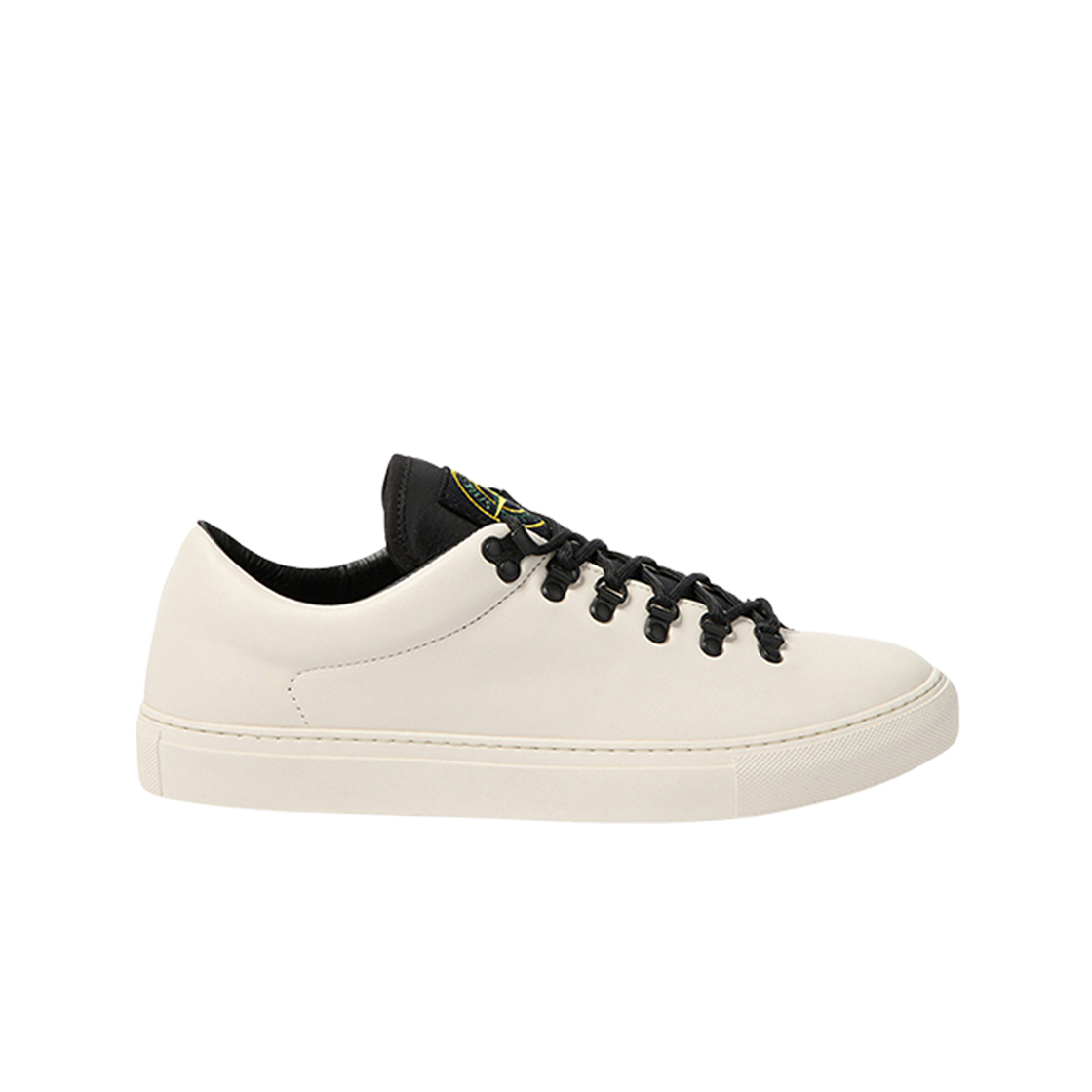 스톤 아일랜드 S0101 레더 레이스 업 스니커 위드 로고 내츄럴 화이트 - 24FW(Stone Island S0101 Leather Lace Up Sneaker with Logo Natural White - 24FW)