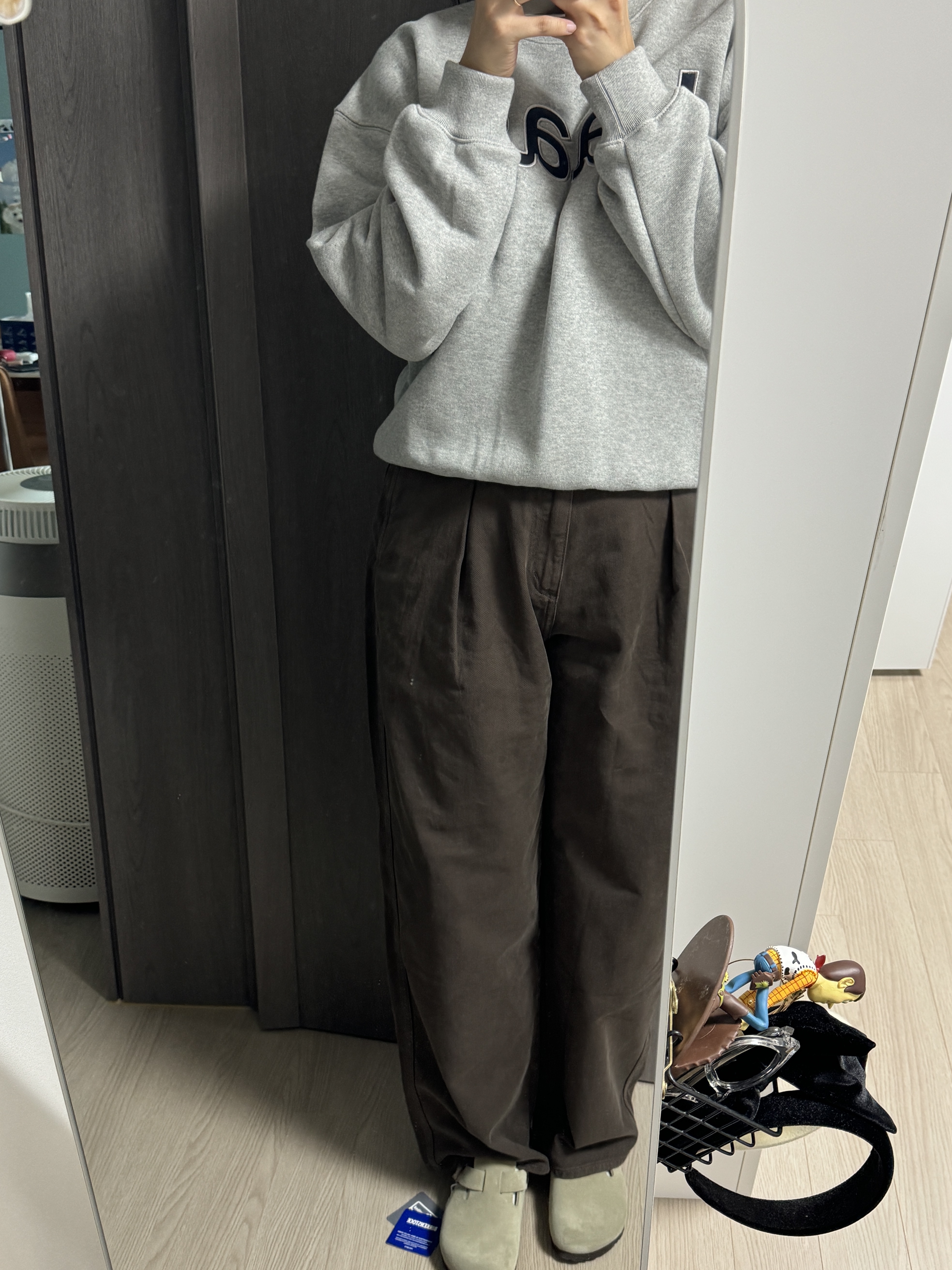 (W) Haag A Winter Jogger Grey, Birkenstock Boston Soft Footbed Taupe - Regular 착용 스타일 - 4