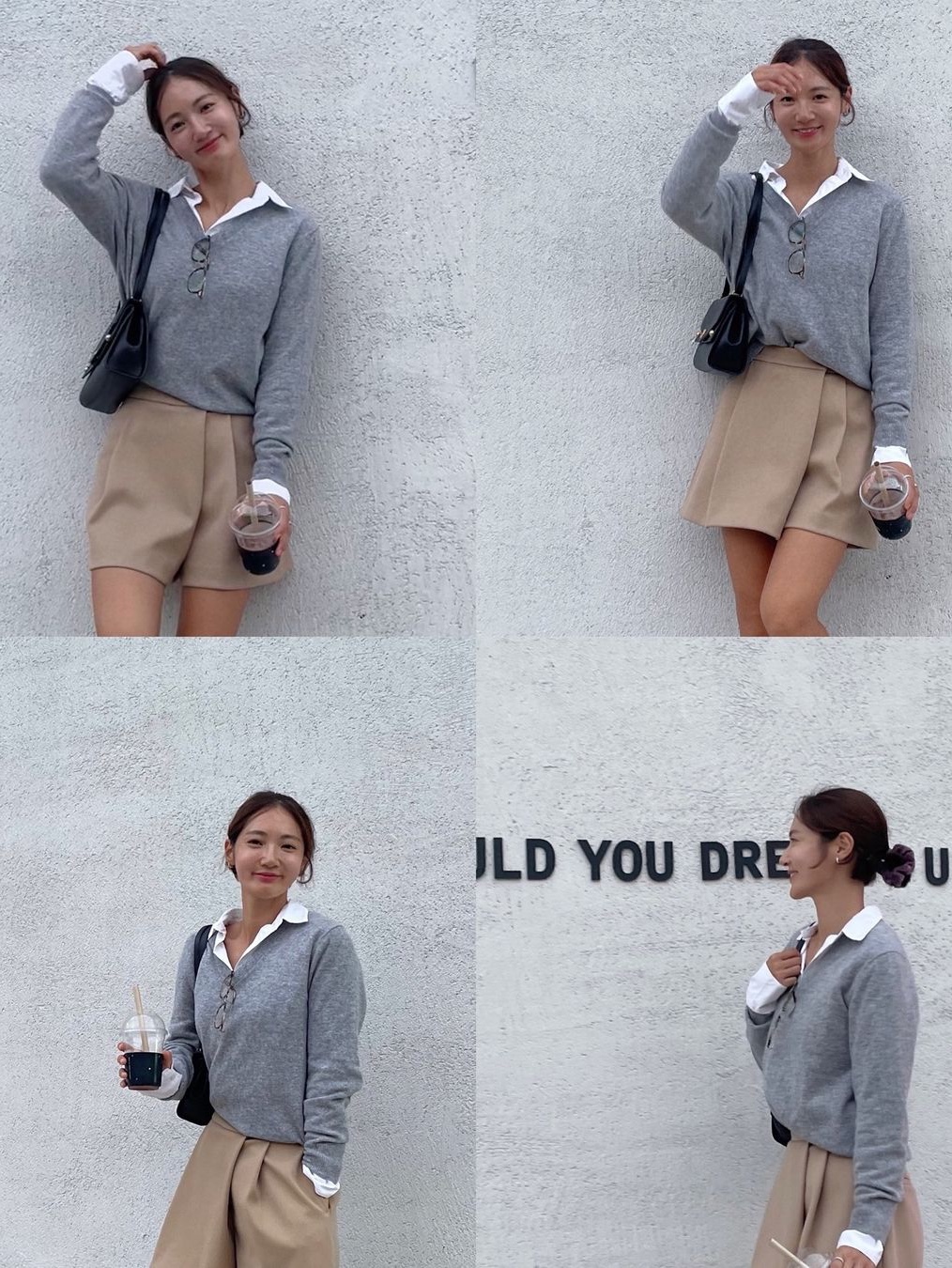 [예약 배송] Siyazu SIKN2124 V-neck Single Knit Gray 착용 스타일 - 2