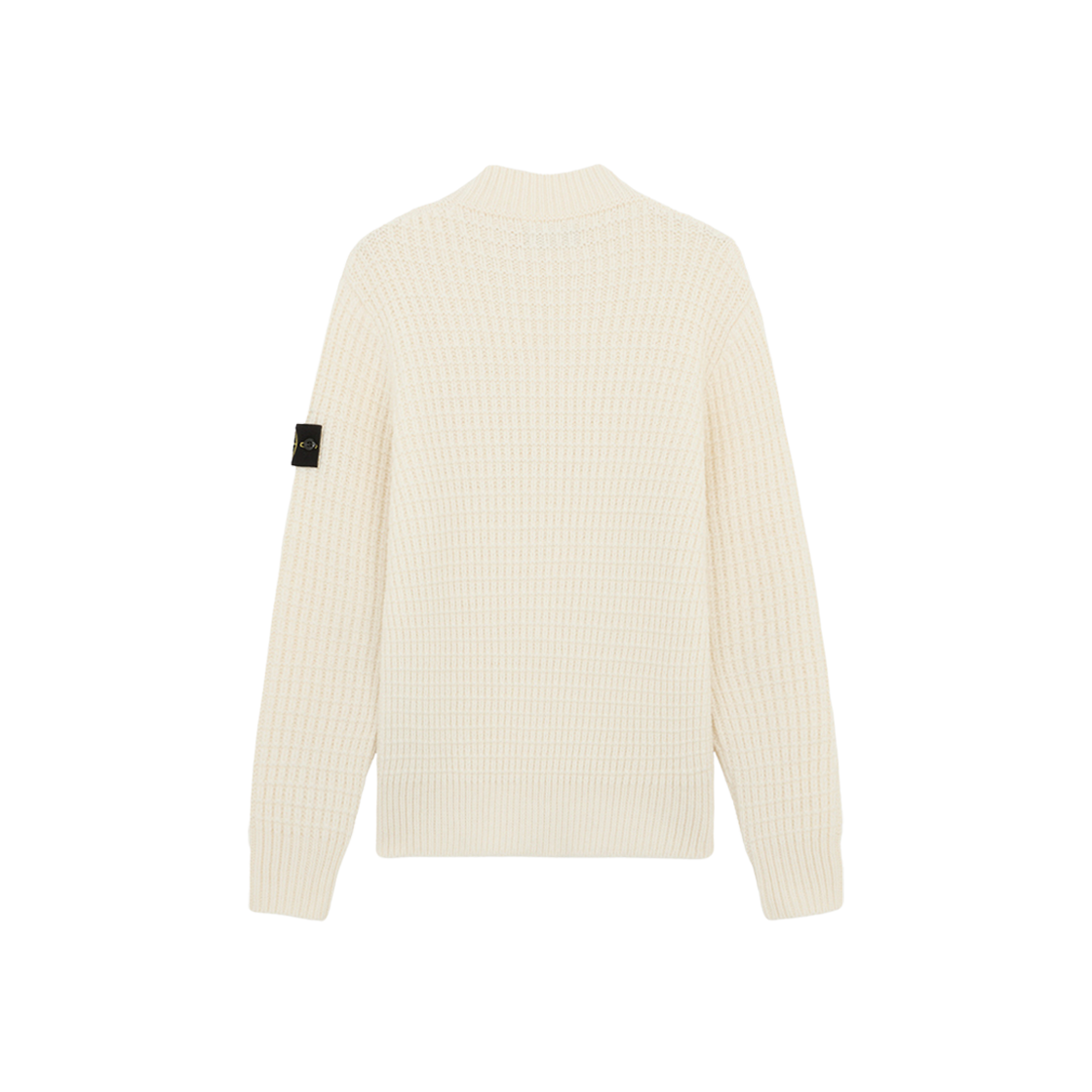 Stone Island 537D5 Double Weave Pure Wool Mock Neck Sweater with Checkered Stitch Natural White - 24FW 상세 이미지 2