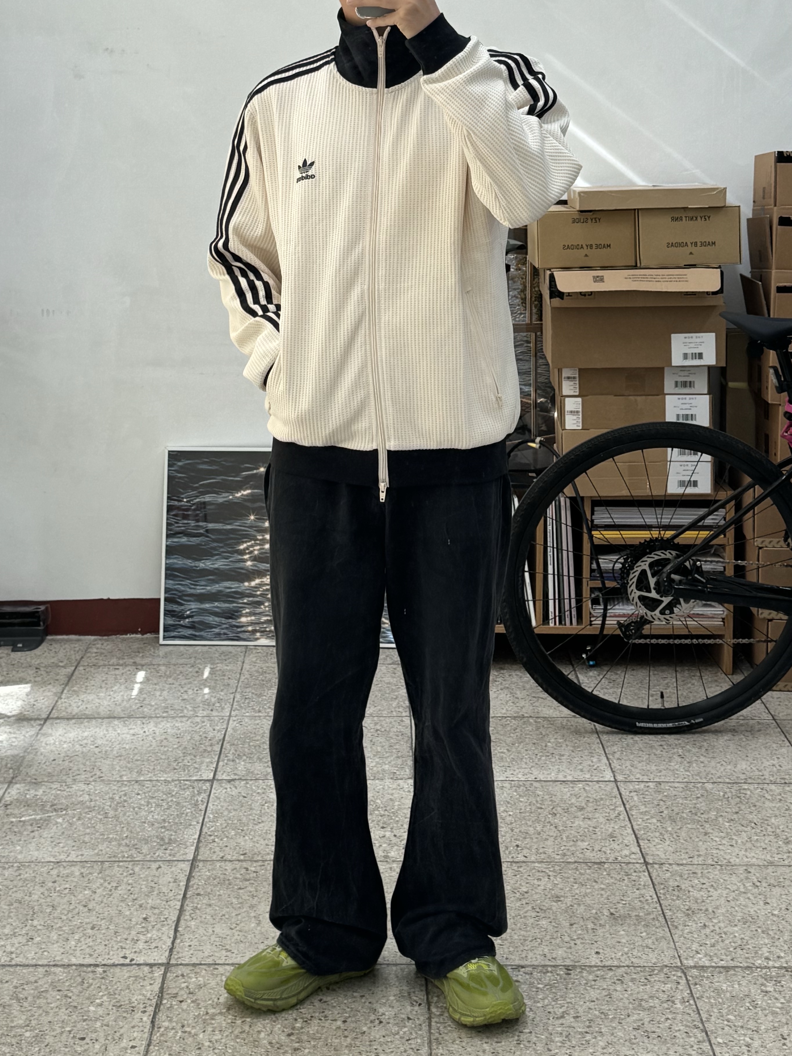 Adidas Waffle Beckenbauer Track Top Wonder White - KR Sizing 착용 스타일 - 2