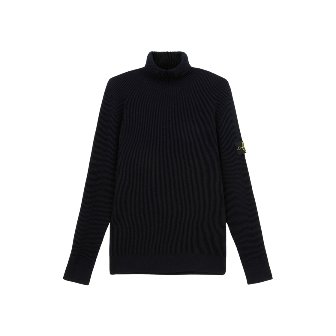 Stone Island 552C2 Full Rib RWS Wool Turtleneck Sweater with Band Motif Navy Blue - 24FW 상세 이미지 1