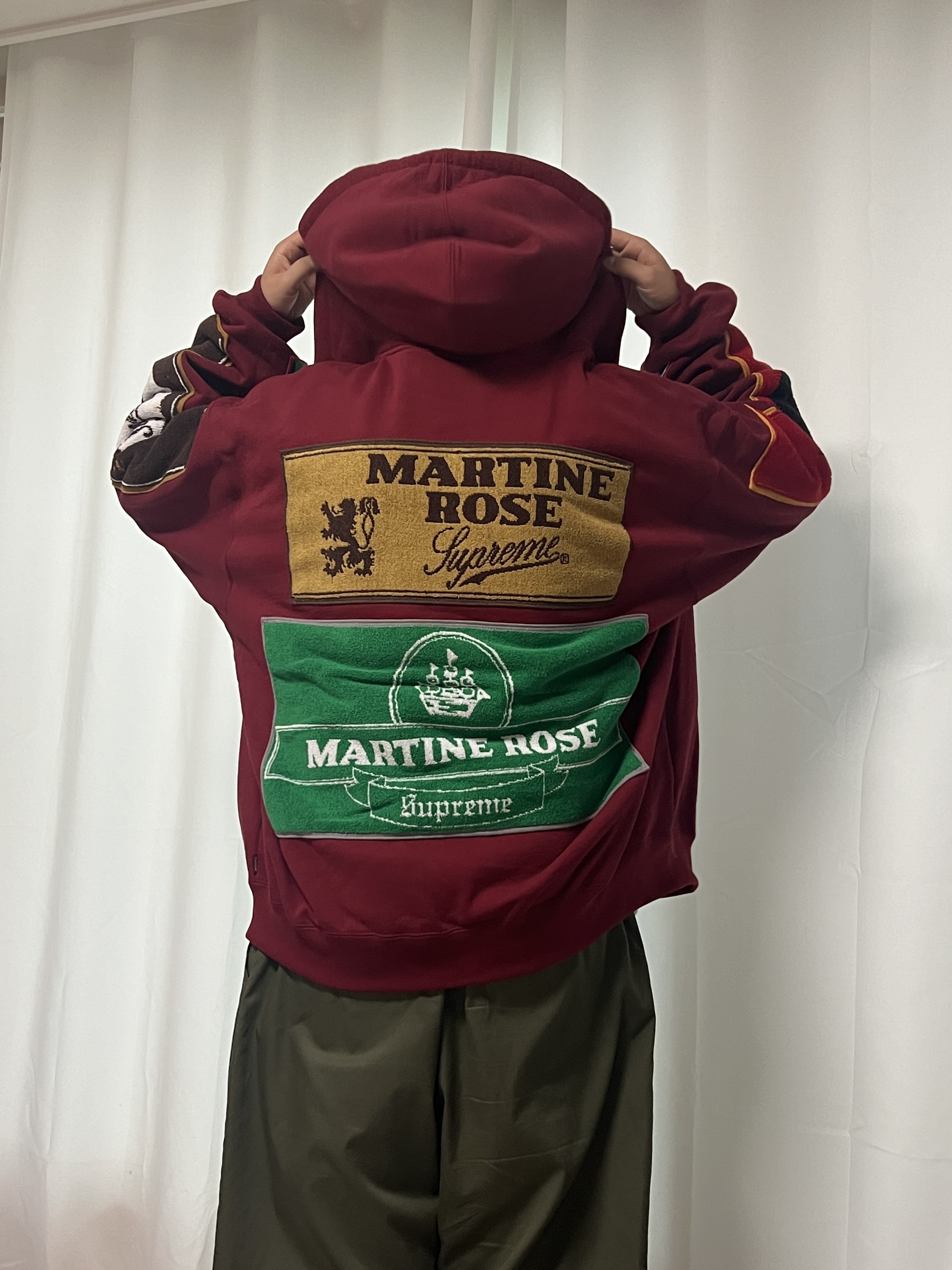 Supreme x Martine Rose Towel Zip Up Hooded Sweatshirt Cardinal - 24FW 착용 스타일