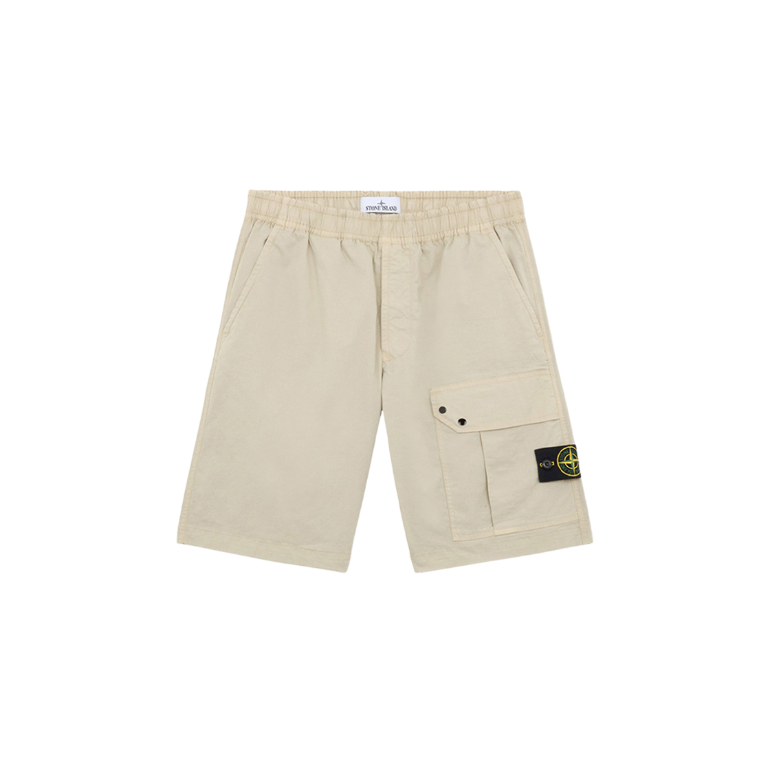 Stone Island L0110 Supima Cotton Twill Stretch TC Cargo Bermuda Shorts with Drawstring Off White - 24FW 상세 이미지 1