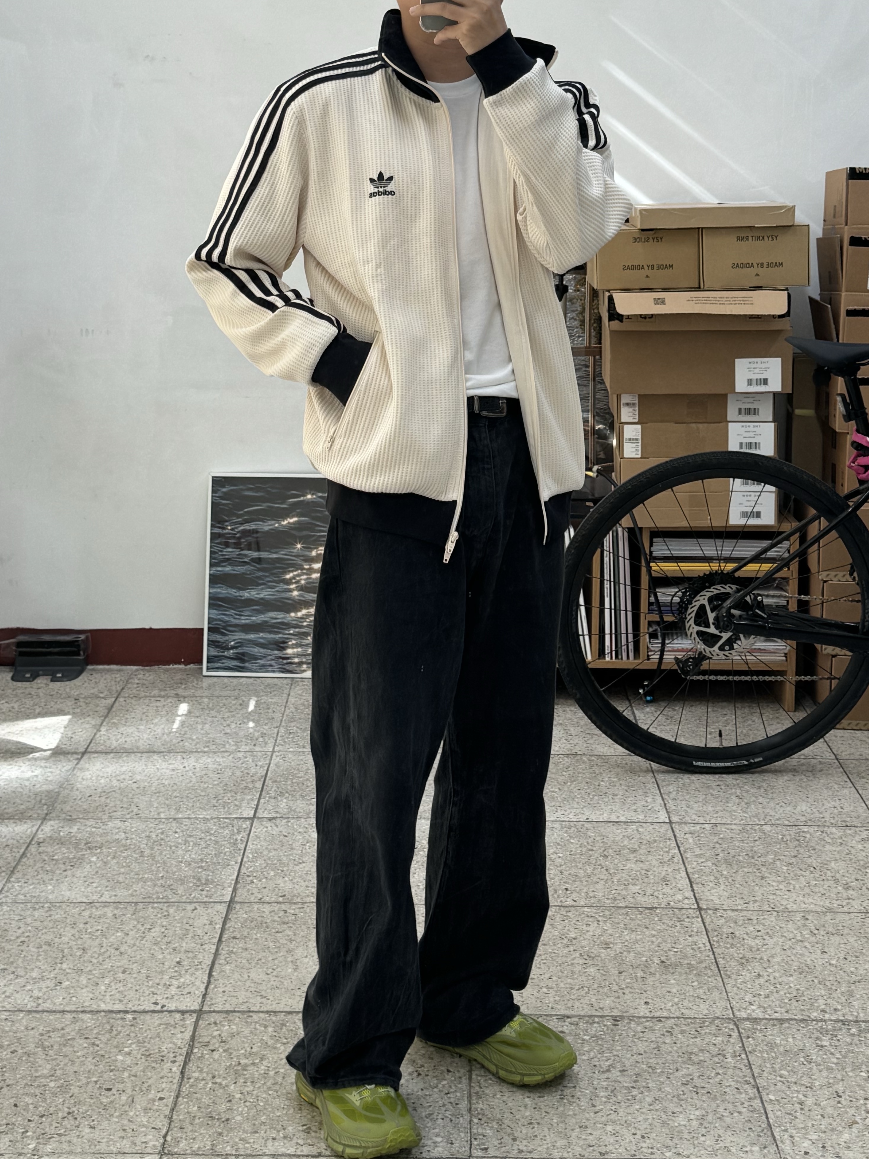 Adidas Waffle Beckenbauer Track Top Wonder White - KR Sizing 착용 스타일 - 3
