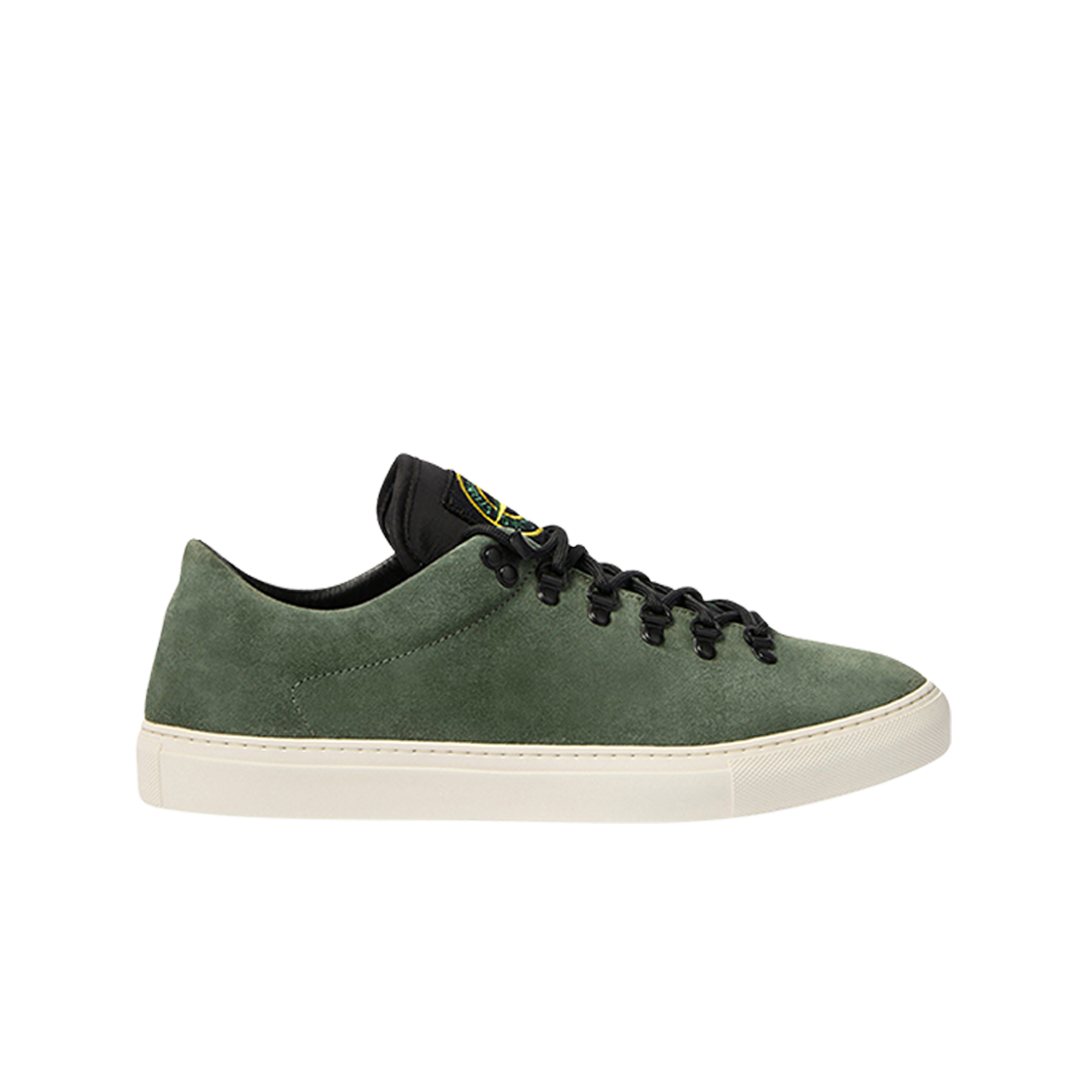 스톤 아일랜드 S0102 스웨이드 레더 레이스 업 스니커 위드 로고 머스크 그린 - 24FW(Stone Island S0102 Suede Leather Lace Up Sneaker with Logo Musk Green - 24FW)