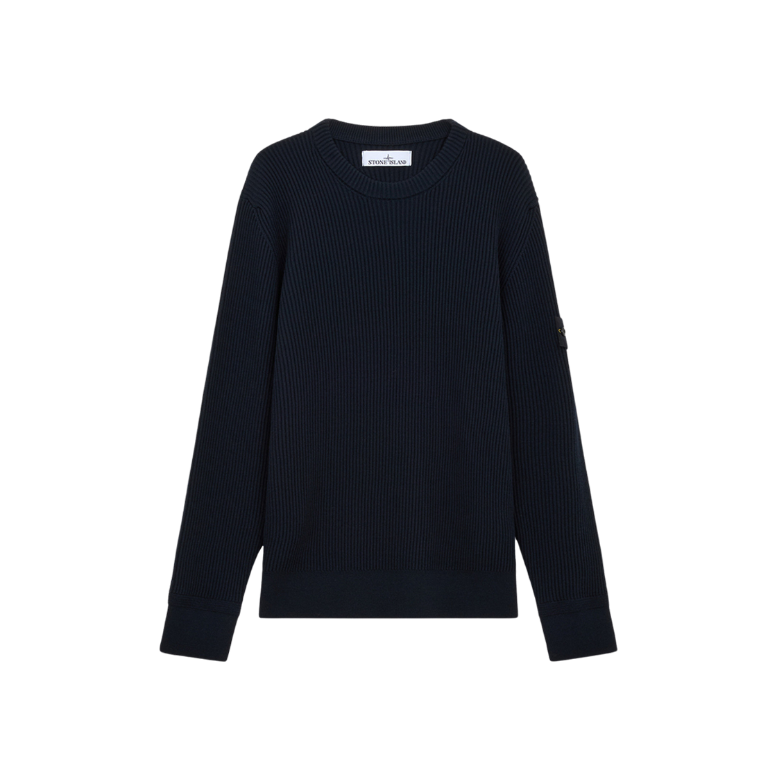 Stone Island 553C2 Full Rib RWS Wool Crewneck Sweater with Band Motif Navy Blue - 24FW 상세 이미지 1