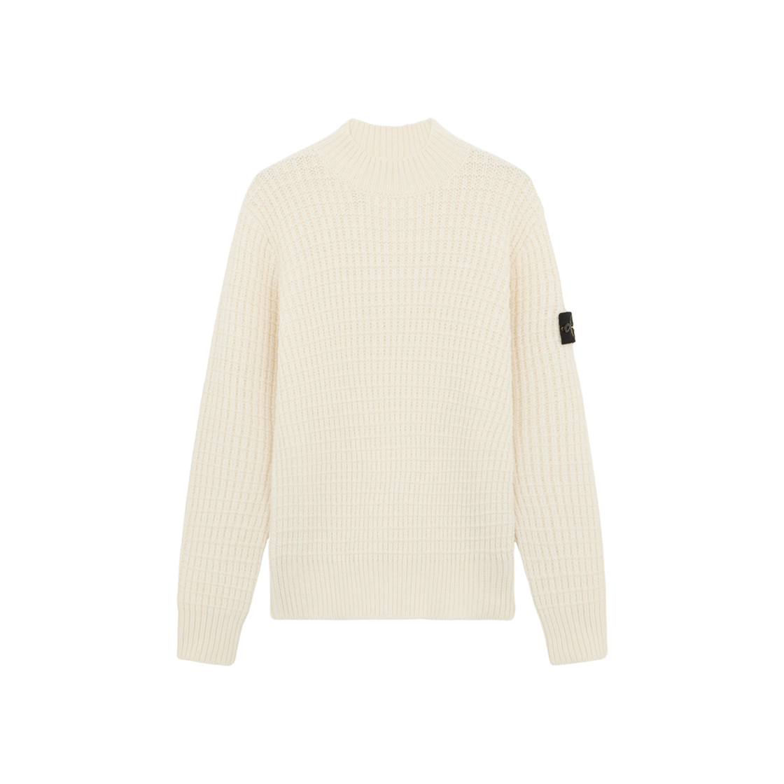 Stone Island 537D5 Double Weave Pure Wool Mock Neck Sweater with Checkered Stitch Natural White - 24FW 상세 이미지 1